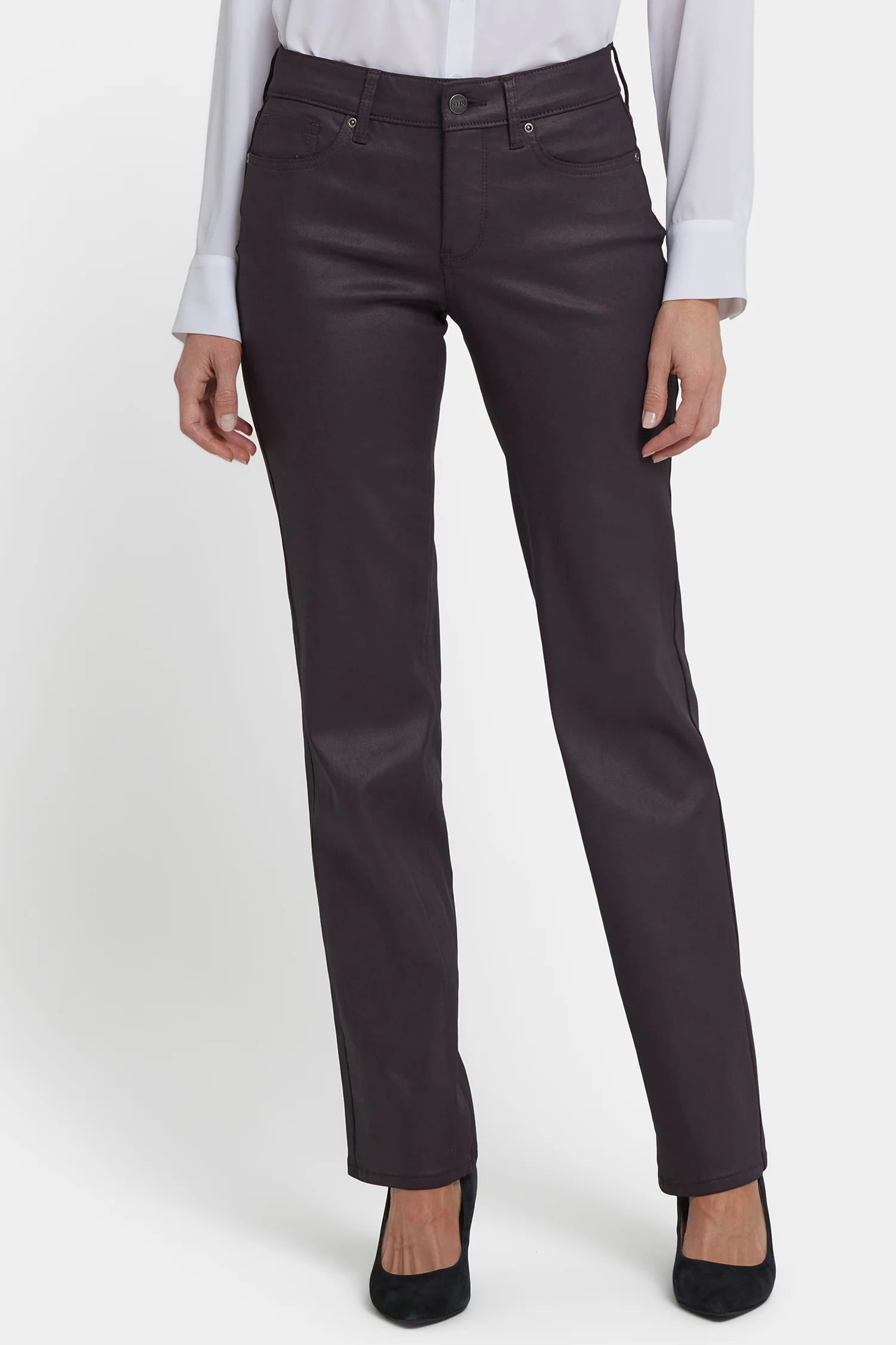 Coated Marilyn Straight Jeans In Petite - Fig Coated - Image 5