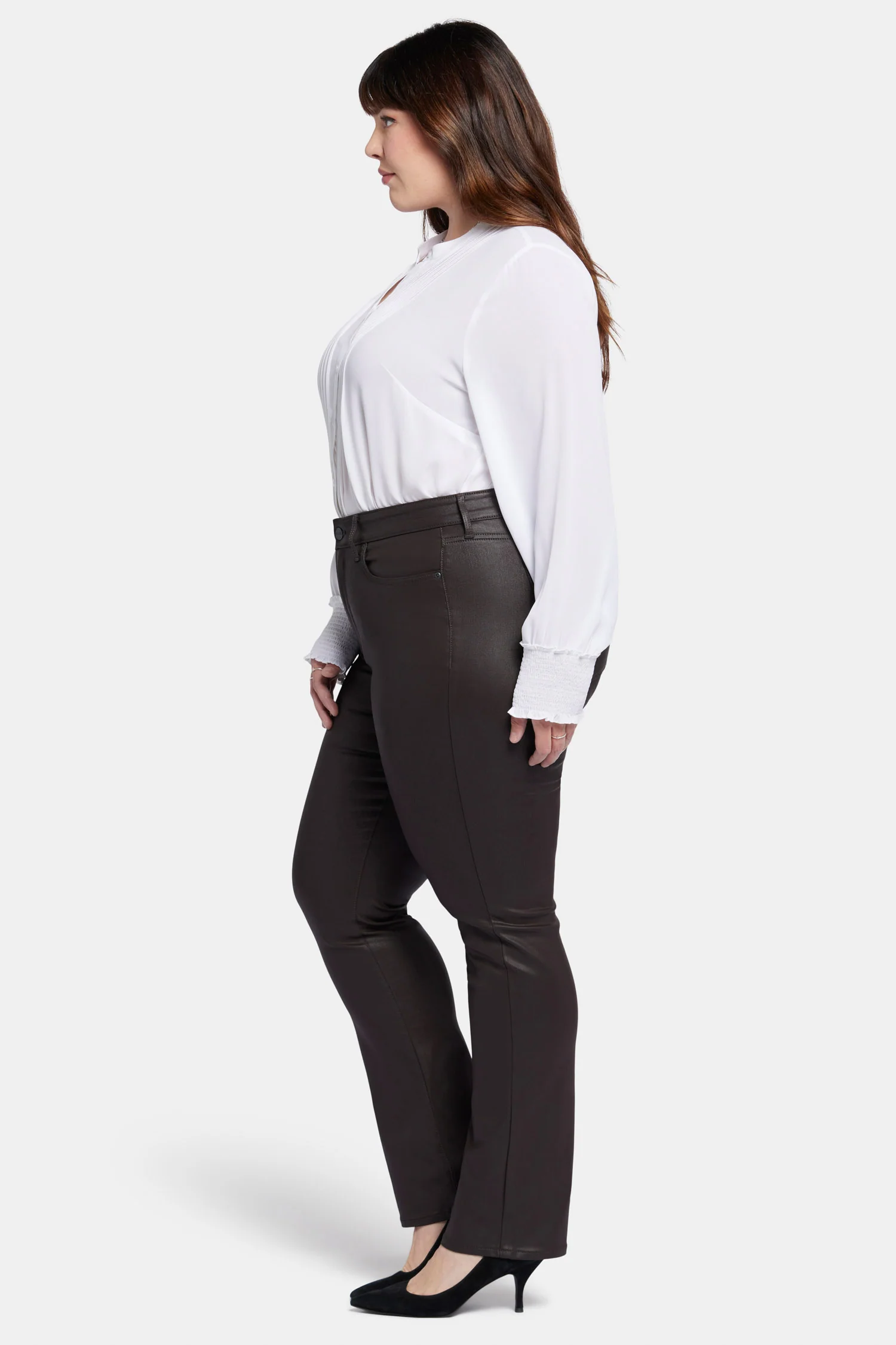 Coated Marilyn Straight Jeans In Plus Size - Cordovan Coated - Image 5