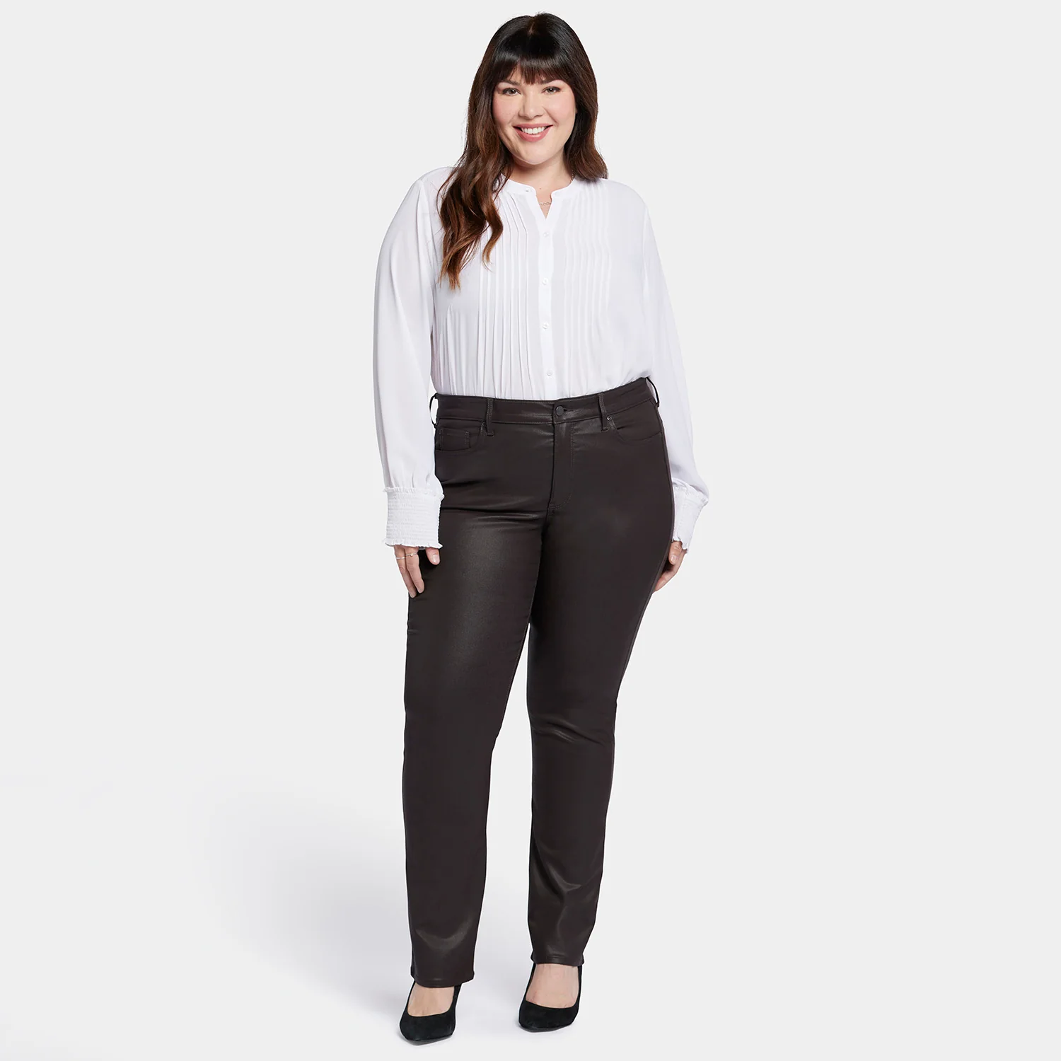 Coated Marilyn Straight Jeans In Plus Size - Cordovan Coated - Image 7
