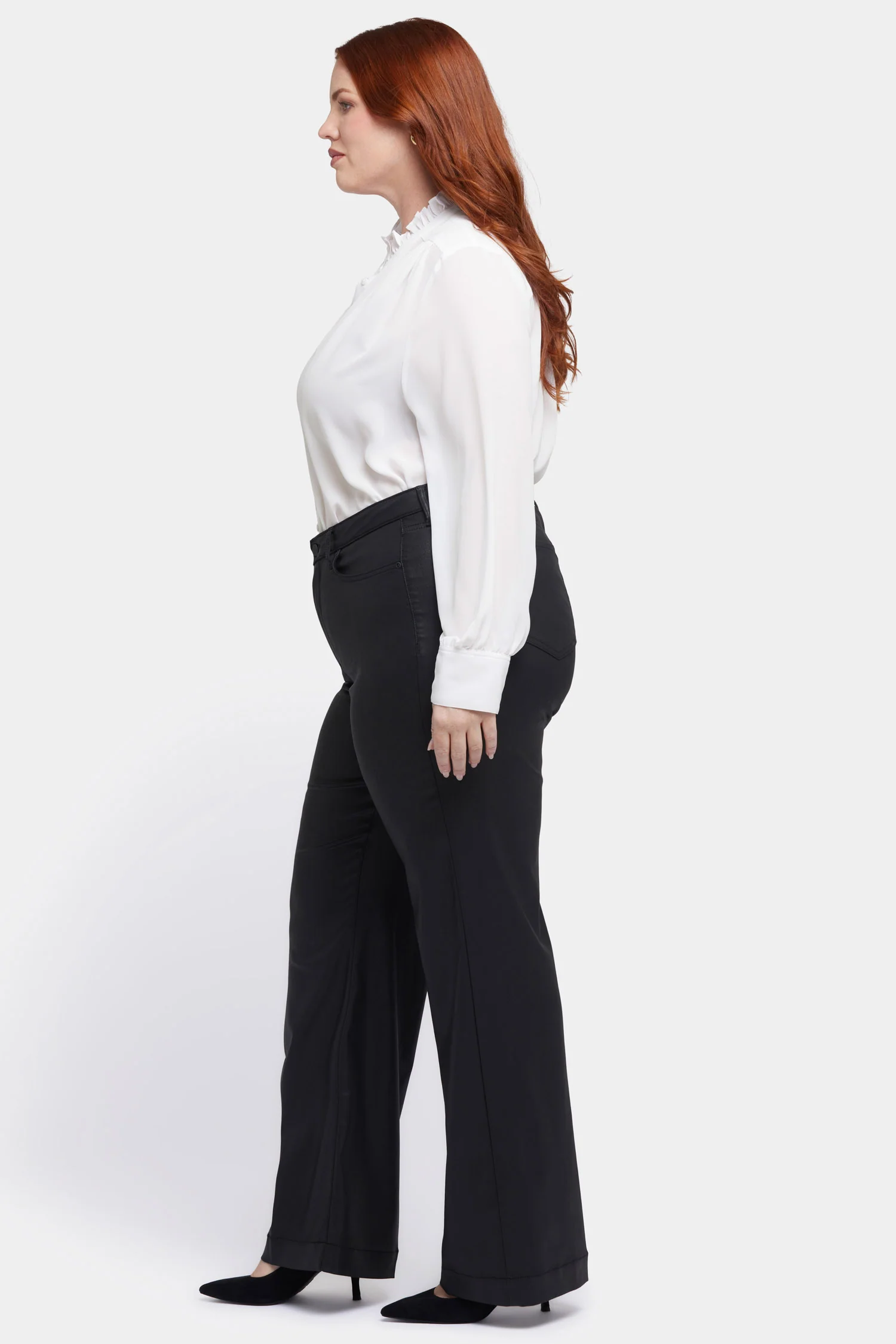 Coated Teresa Wide Leg Jeans In Plus Size - Black Coated - Image 5