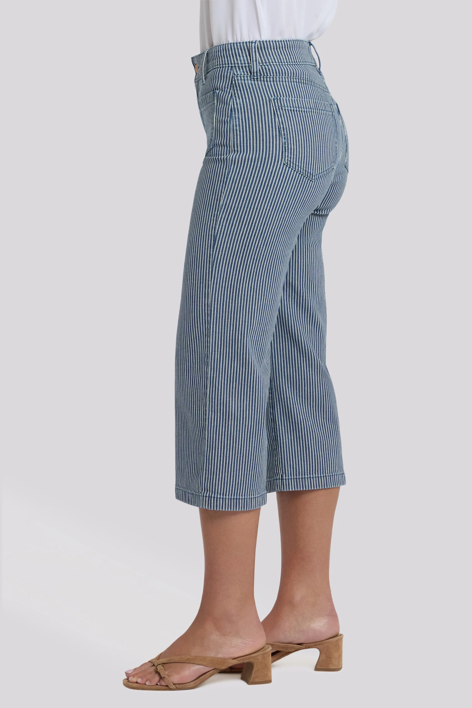 Coco Relaxed Wide Leg Crop Jeans - Malaga Stripe - Image 3
