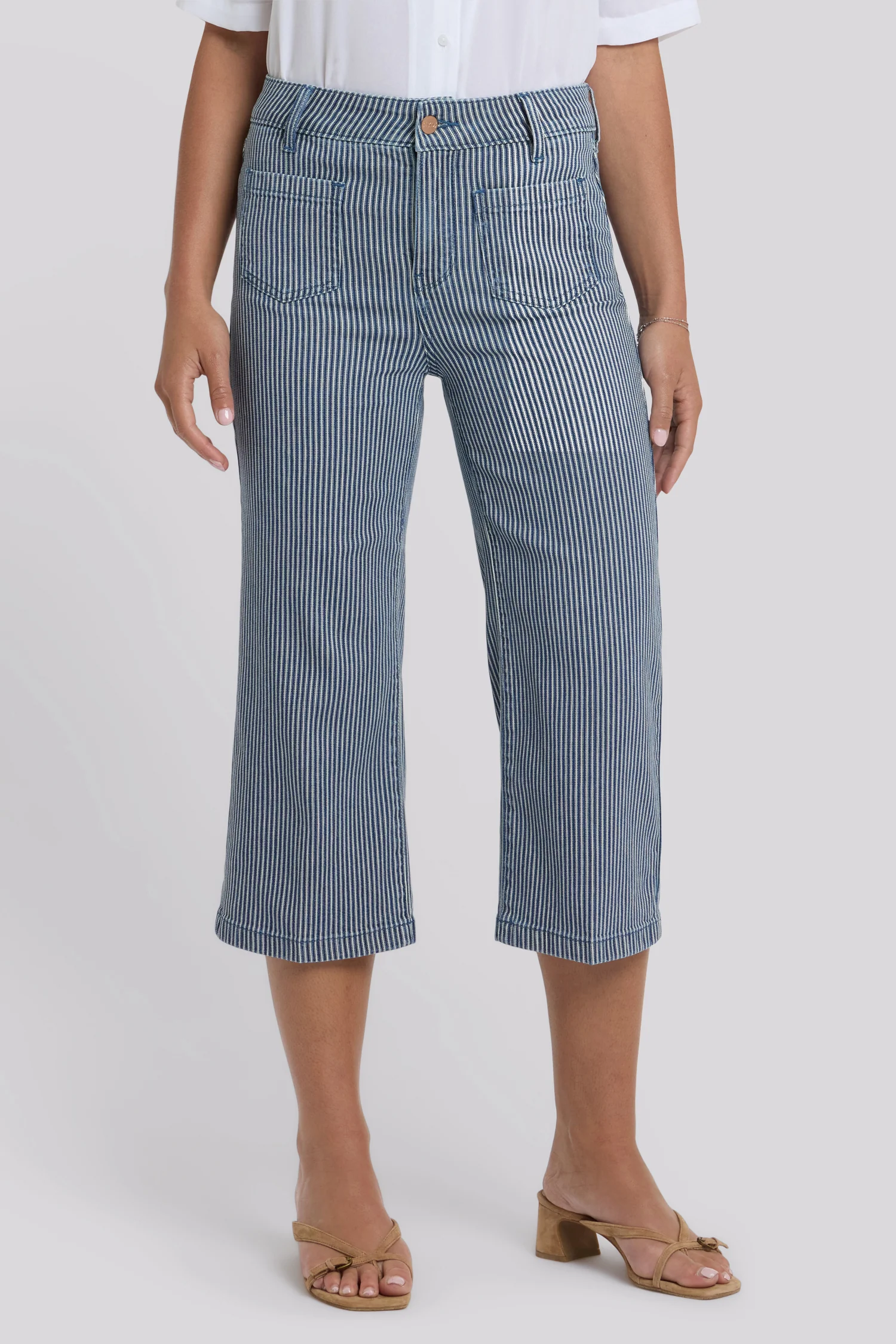 Coco Relaxed Wide Leg Crop Jeans - Malaga Stripe - Image 4