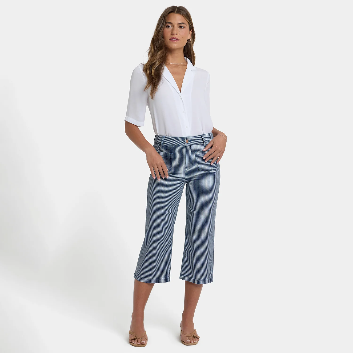 Coco Relaxed Wide Leg Crop Jeans - Malaga Stripe - Image 6