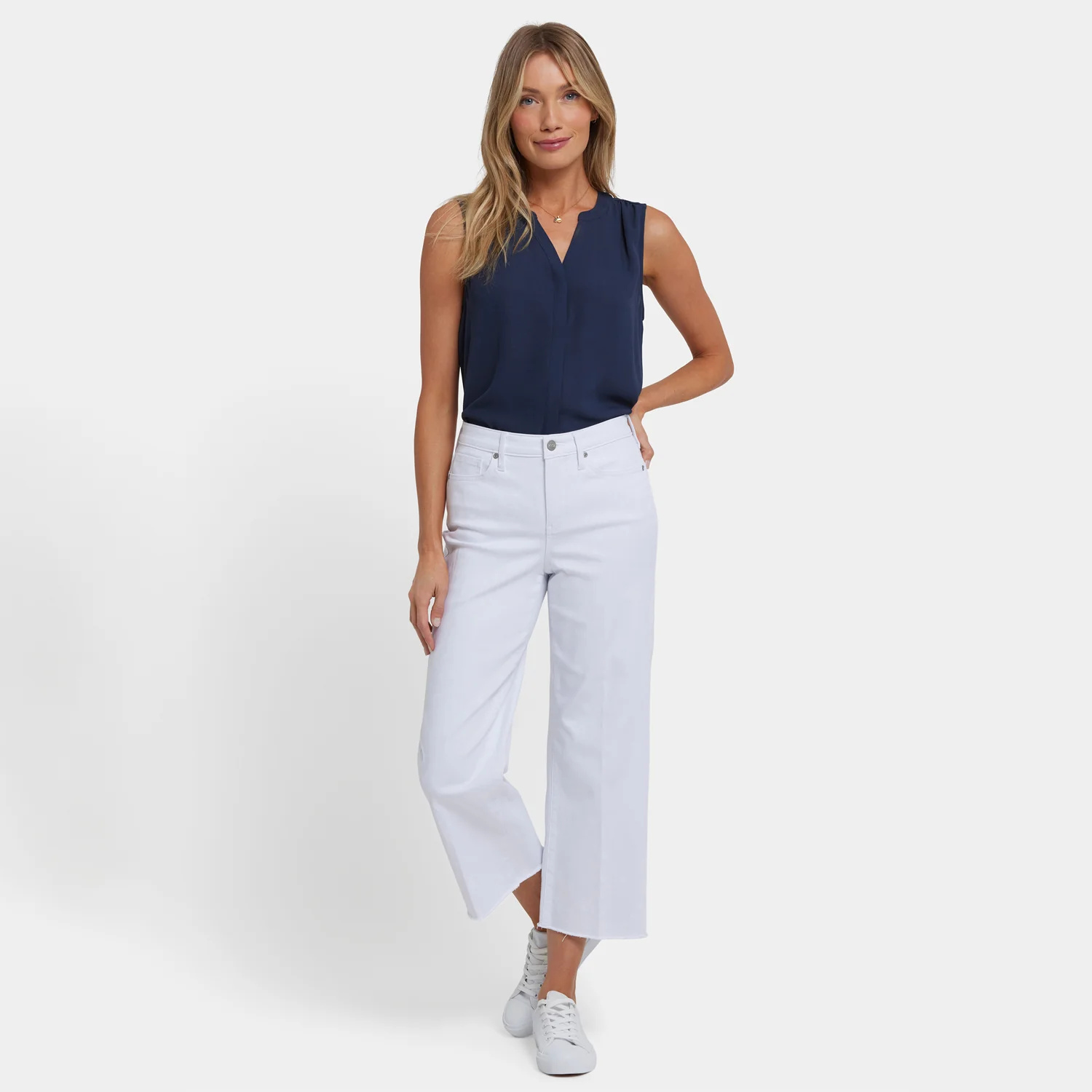 Coco Relaxed Wide Leg Crop Jeans - Optic White - Image 6