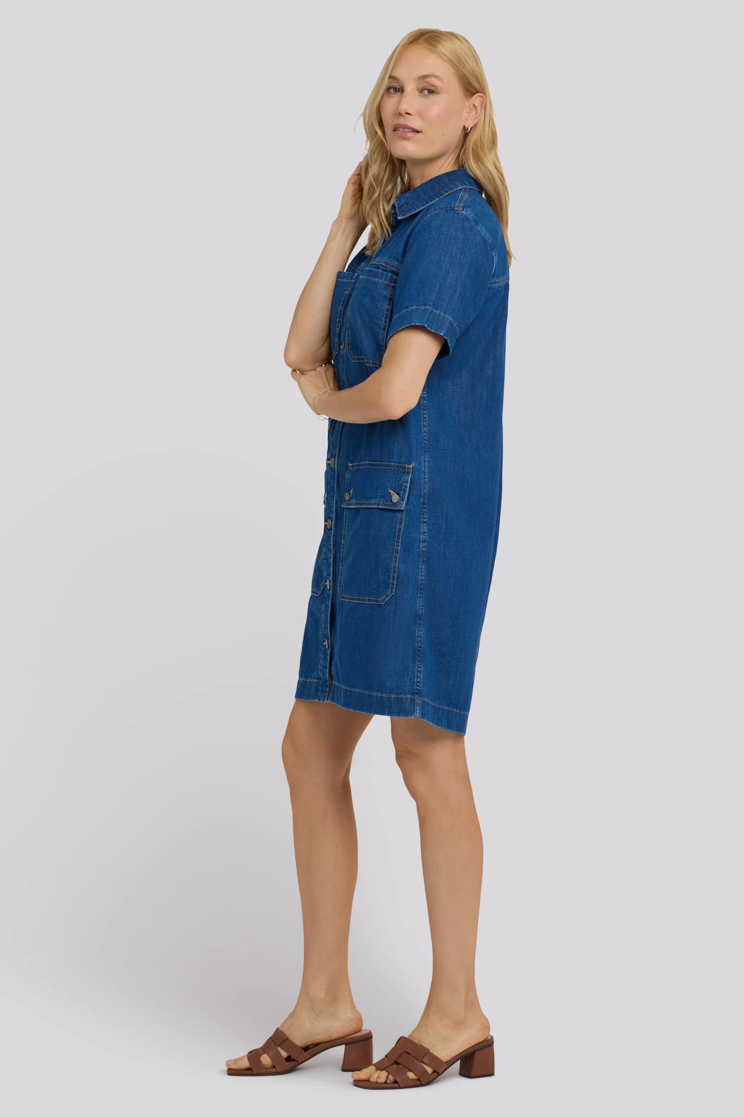 Denim Utility Dress - Medium Indigo - Image 3