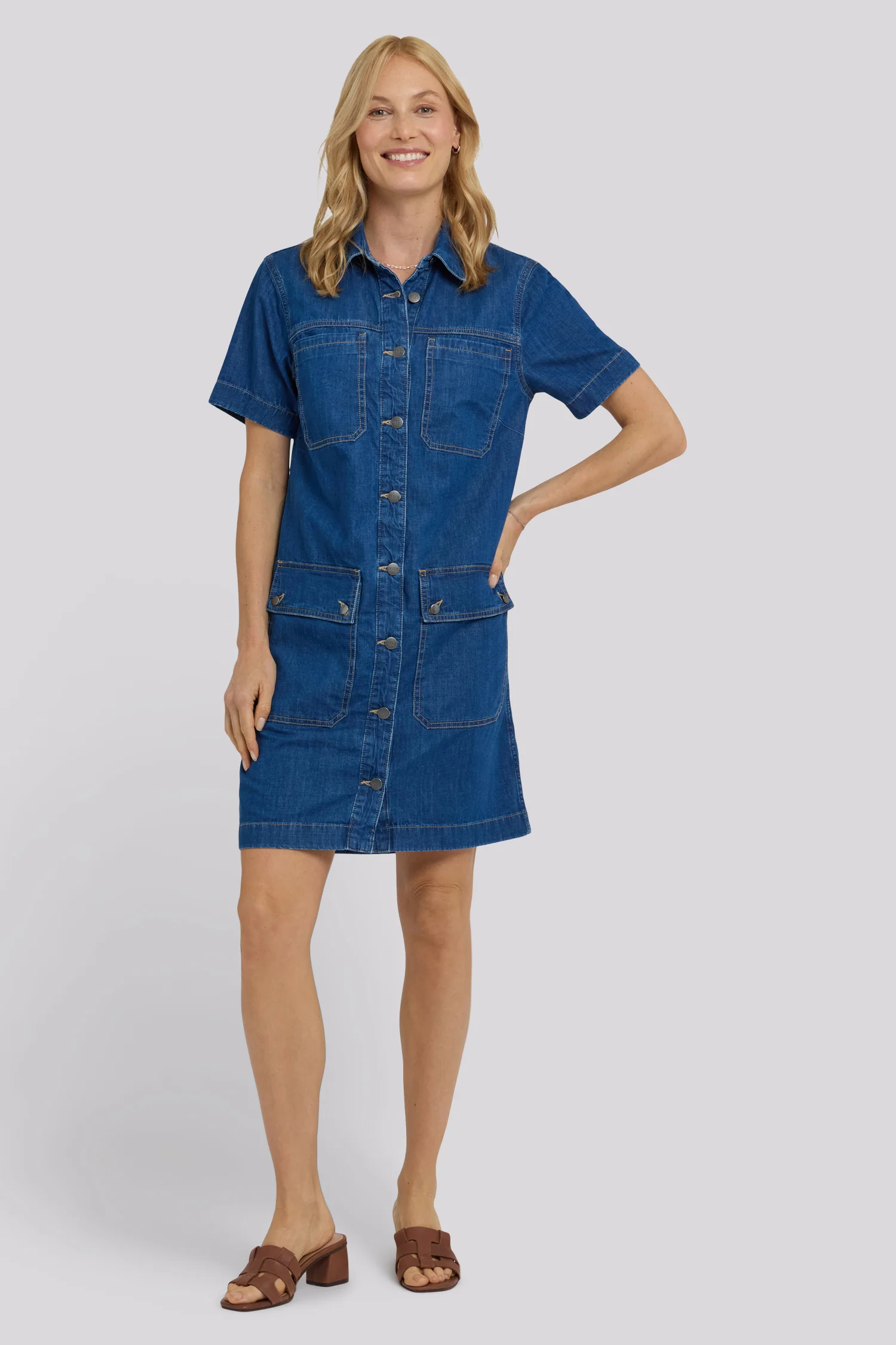 Denim Utility Dress - Medium Indigo - Image 4