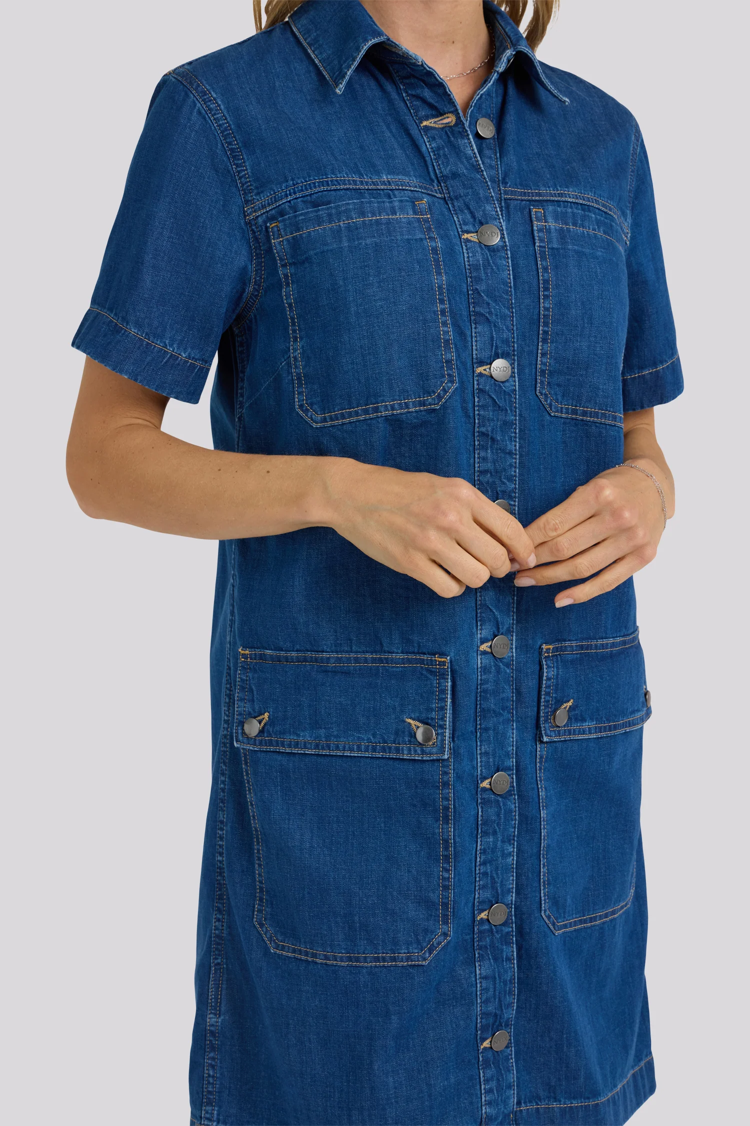 Denim Utility Dress - Medium Indigo - Image 5