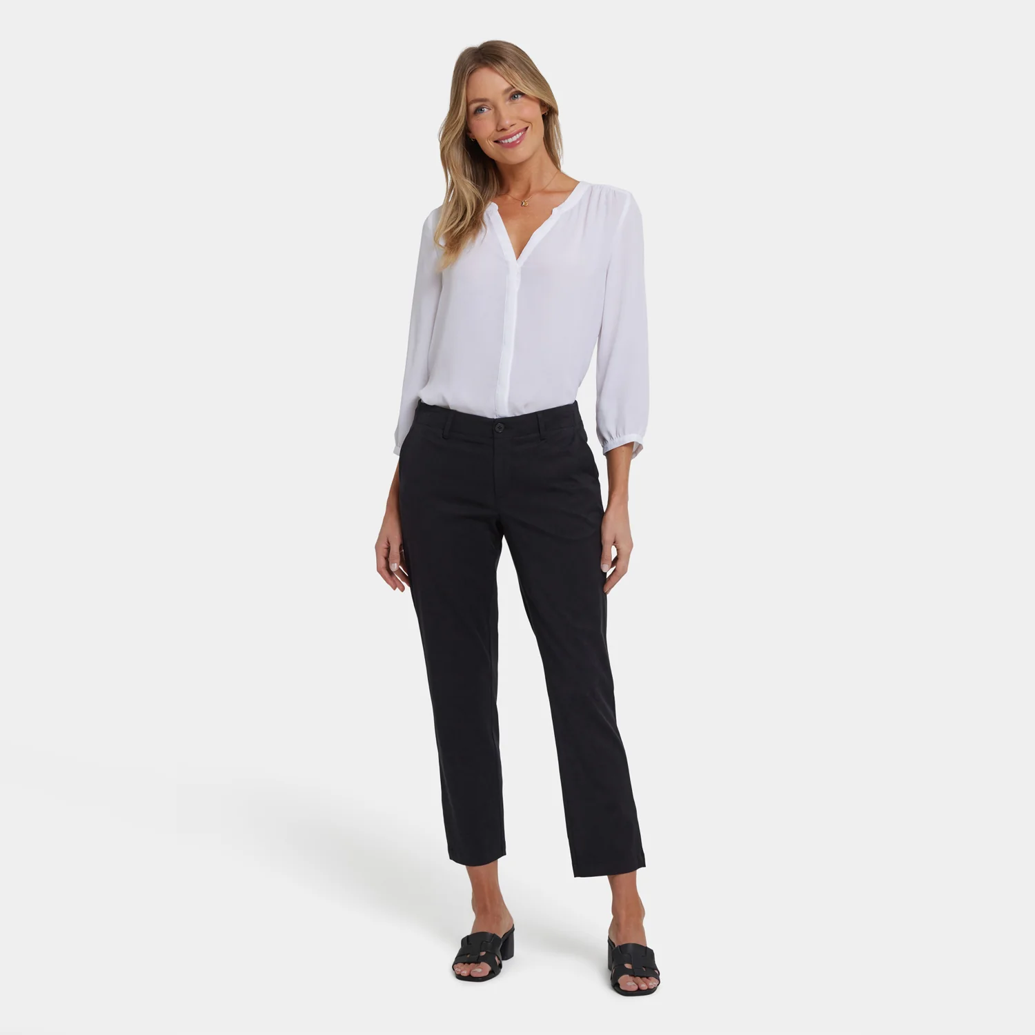 Easy-Fit Ankle Trouser Pants - Black - Image 6