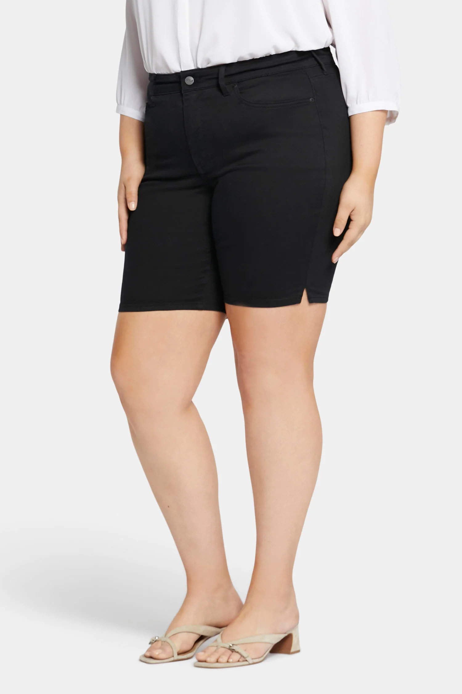 Ella Denim Shorts In Petite Plus - Black - Image 3