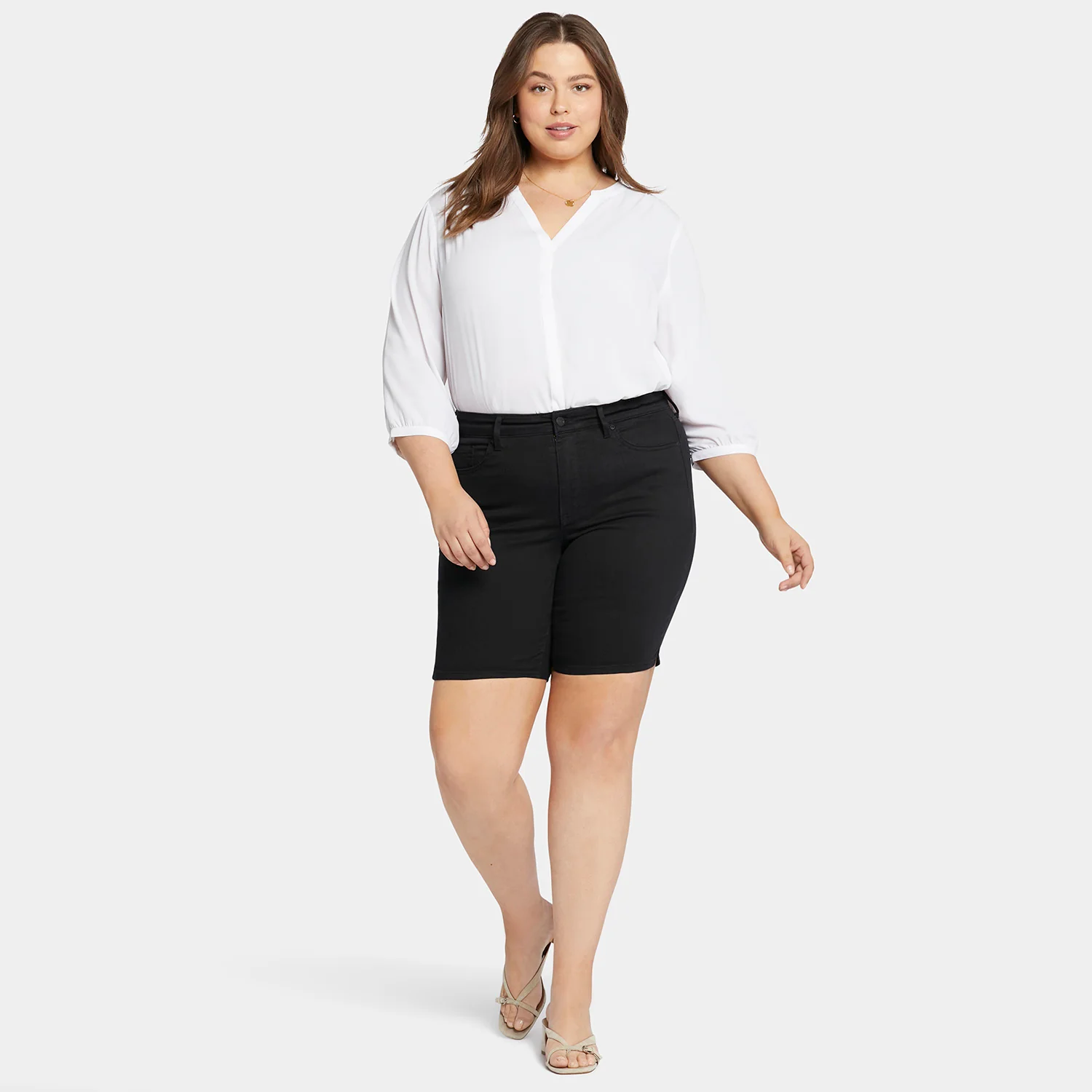 Ella Denim Shorts In Petite Plus - Black - Image 7