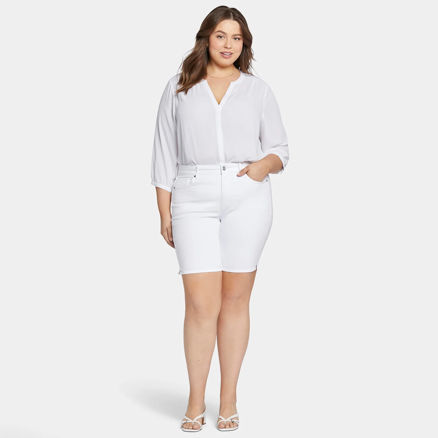Ella Denim Shorts In Petite Plus Size - Optic White - Image 6