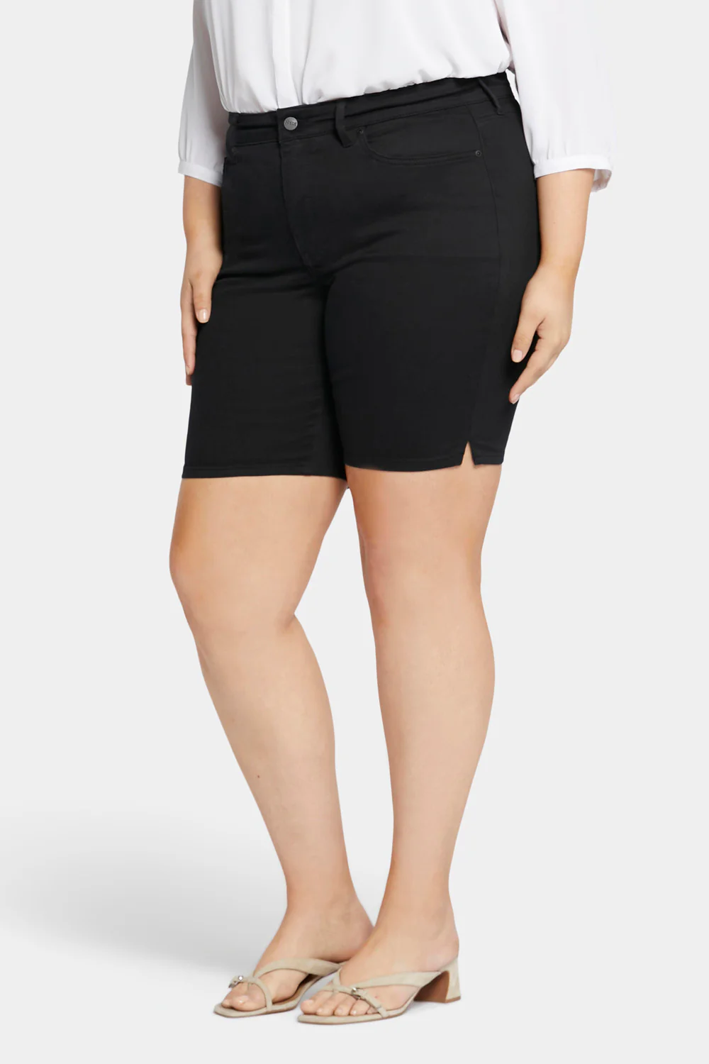 Ella Denim Shorts In Plus Size - Black - Image 3