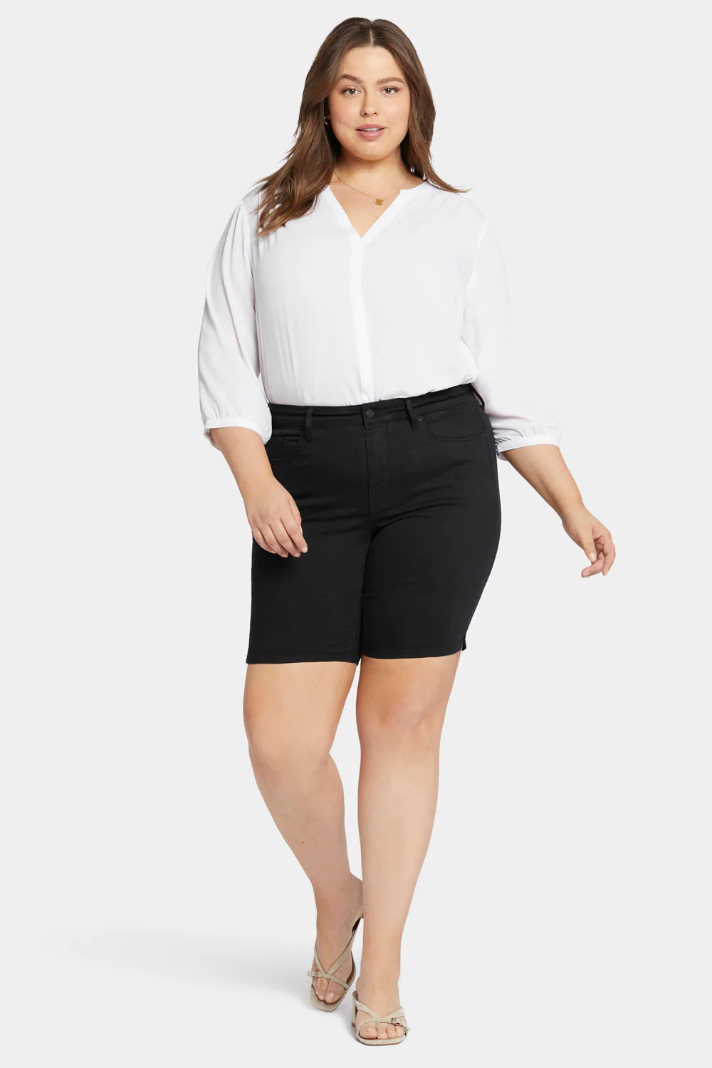 Ella Denim Shorts In Plus Size - Black - Image 4