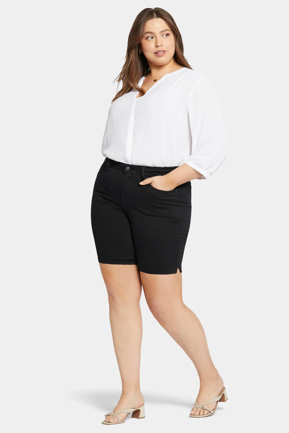 Ella Denim Shorts In Plus Size - Black - Image 5
