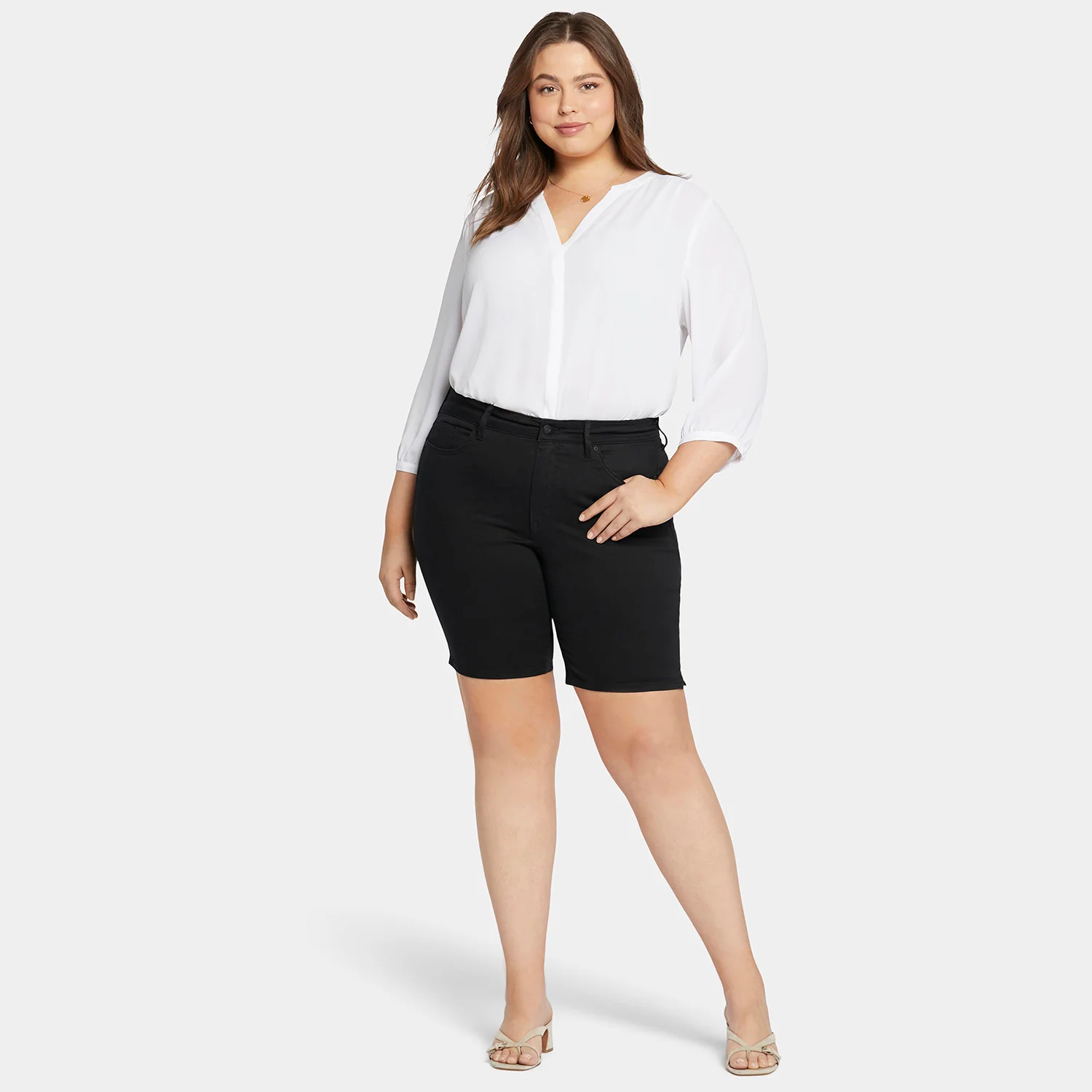 Ella Denim Shorts In Plus Size - Black - Image 7