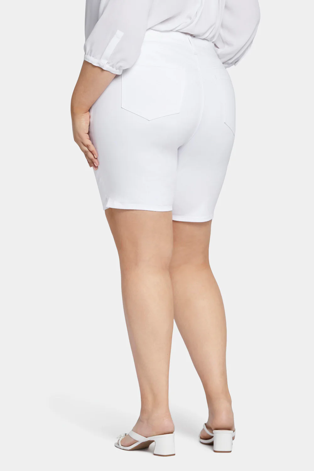 Ella Denim Shorts In Plus Size - Optic White - Image 2