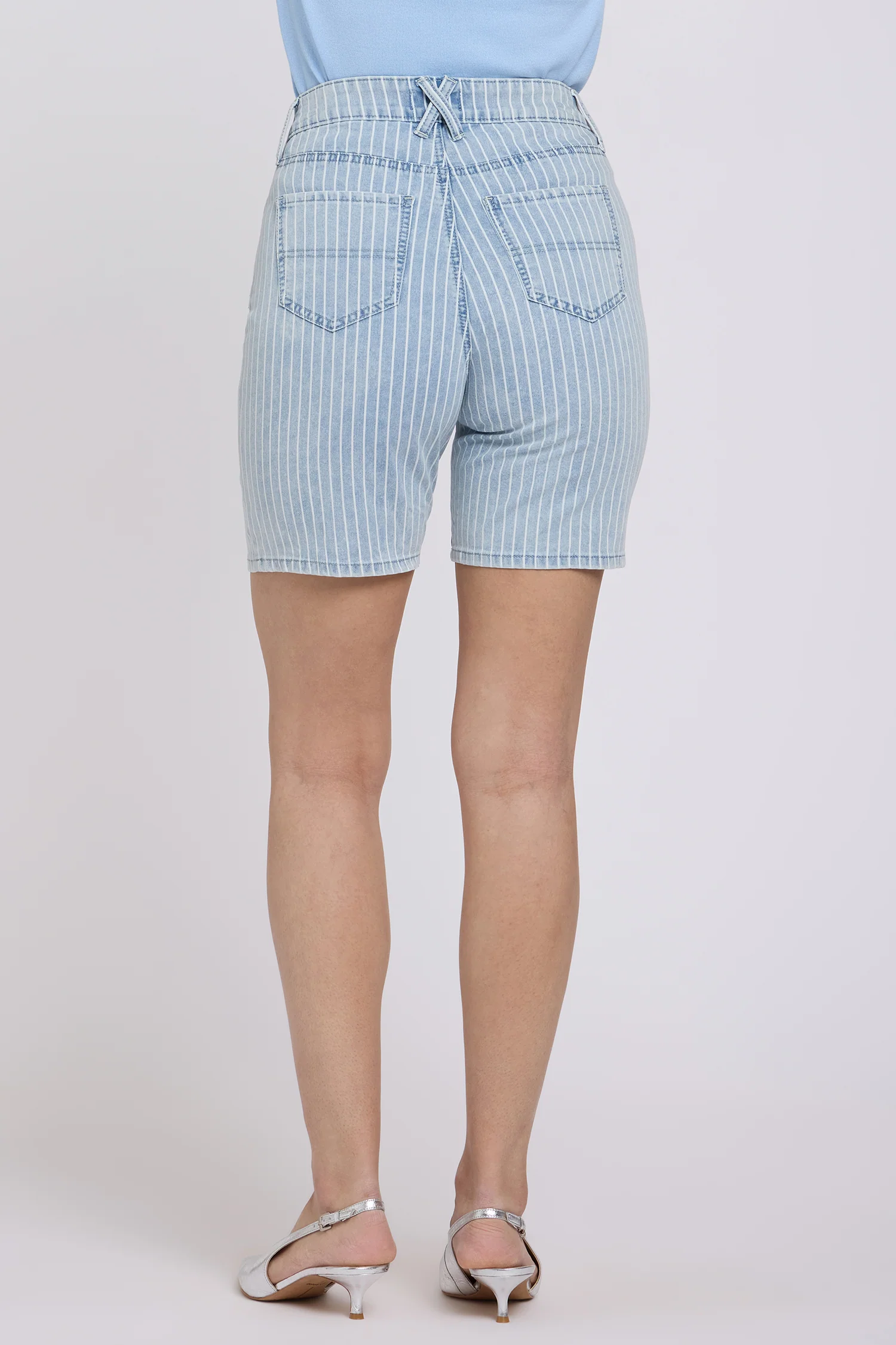 Erin Relaxed Denim Shorts - Azure Stripe - Image 3