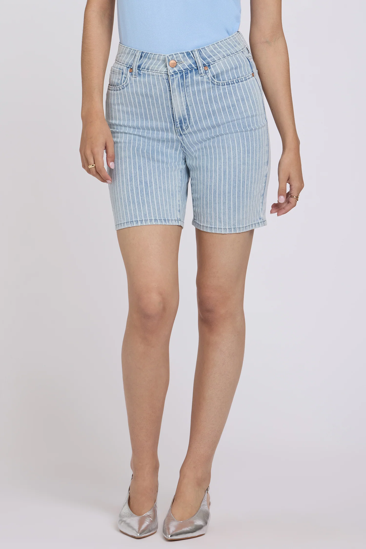 Erin Relaxed Denim Shorts - Azure Stripe - Image 5