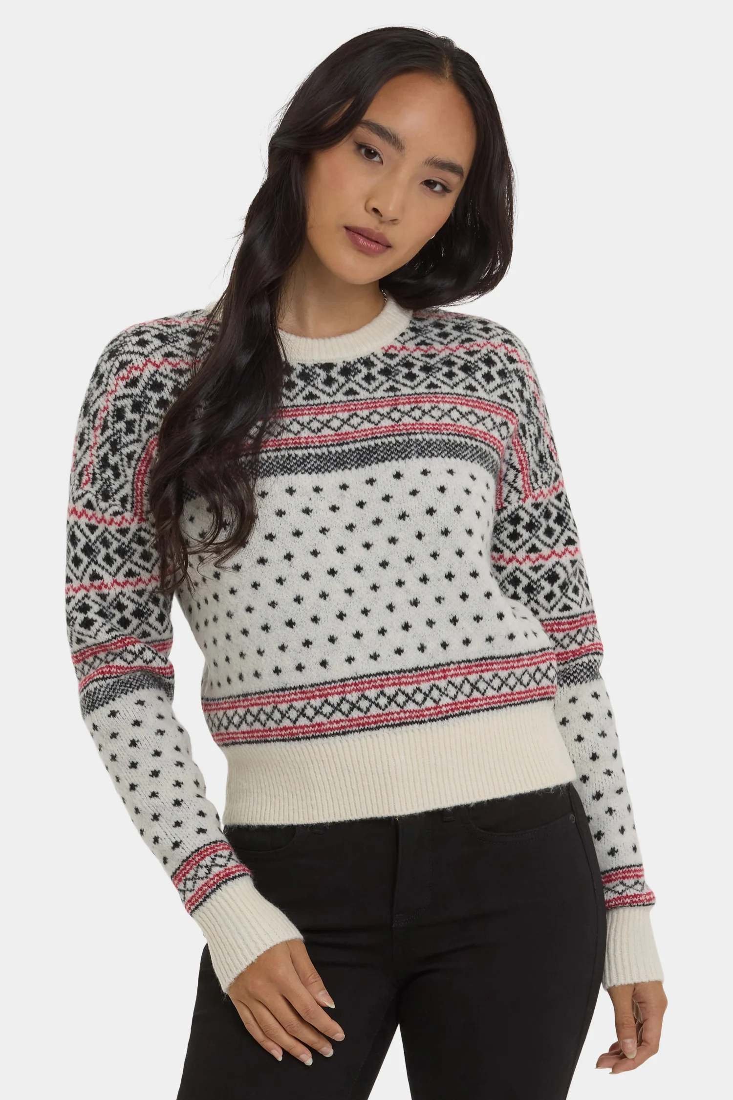 Fairisle Pullover Sweater - Ivory Black - Image 2