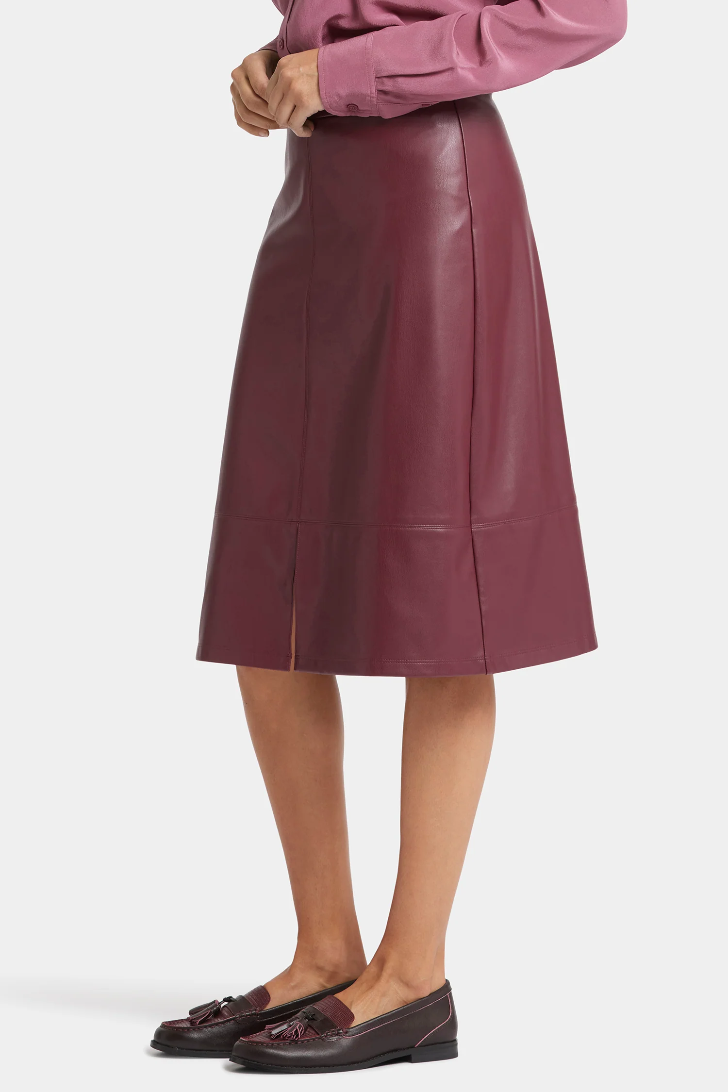 Faux Leather A-line Skirt - Tavern - Image 3