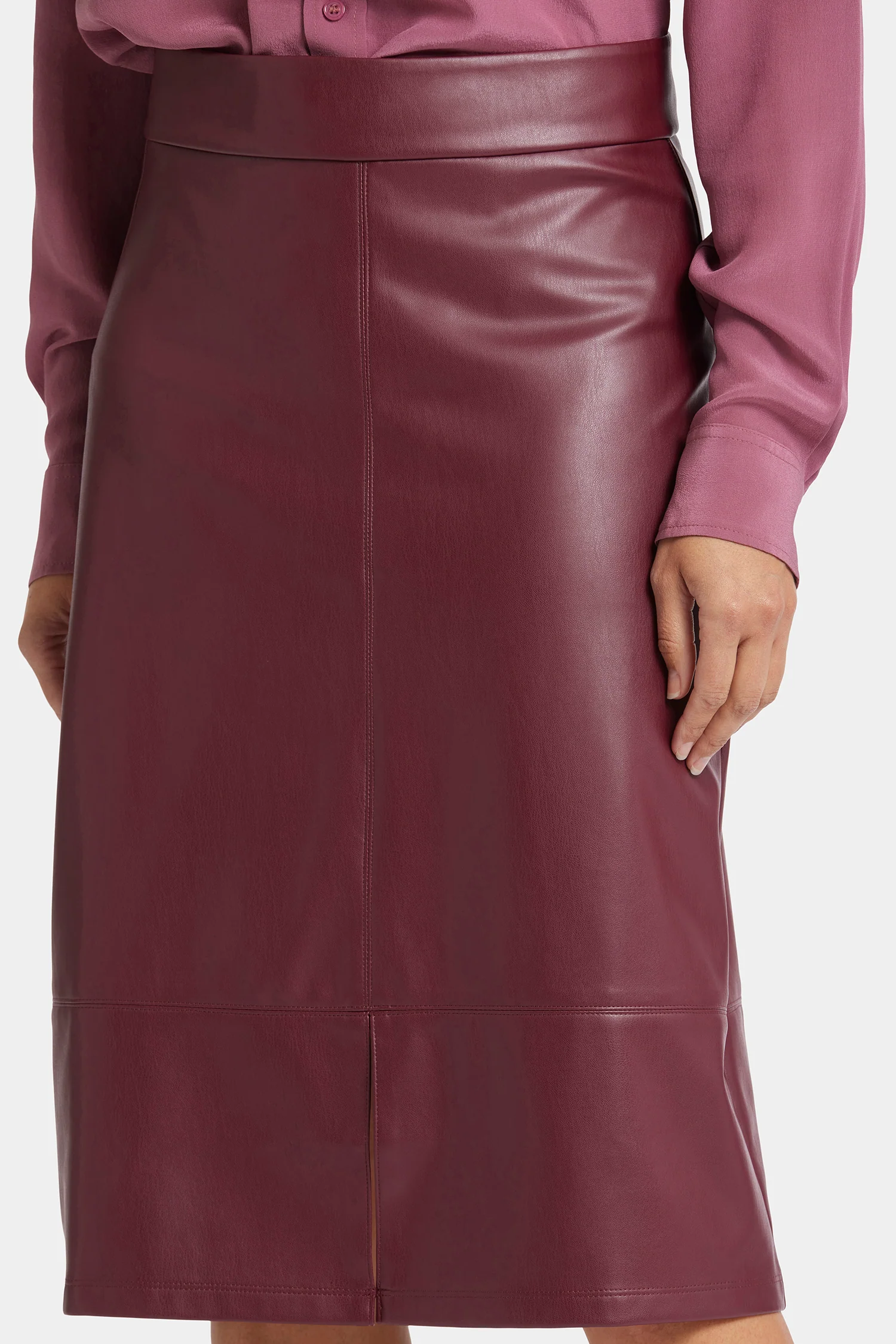 Faux Leather A-line Skirt - Tavern - Image 6
