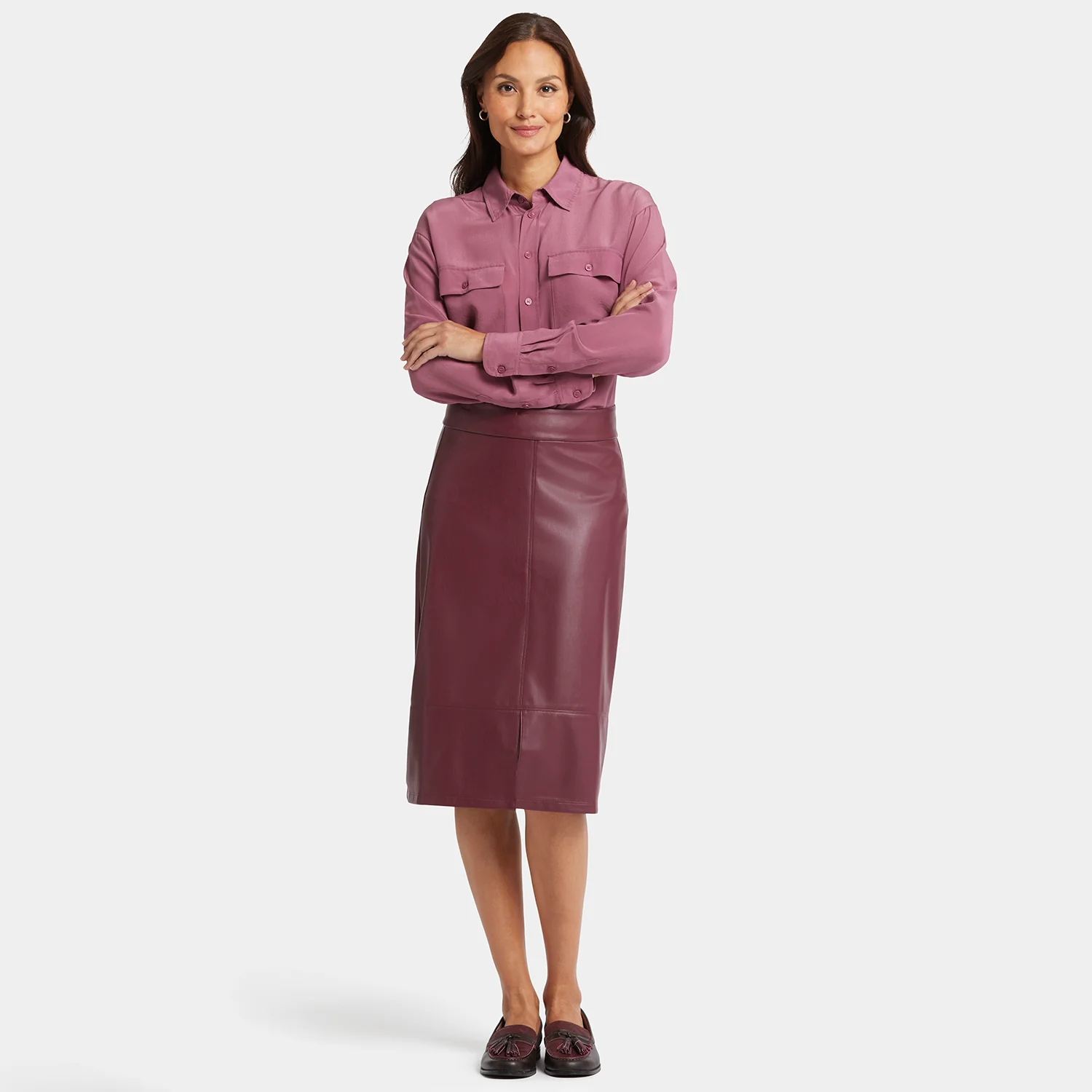 Faux Leather A-line Skirt - Tavern - Image 7