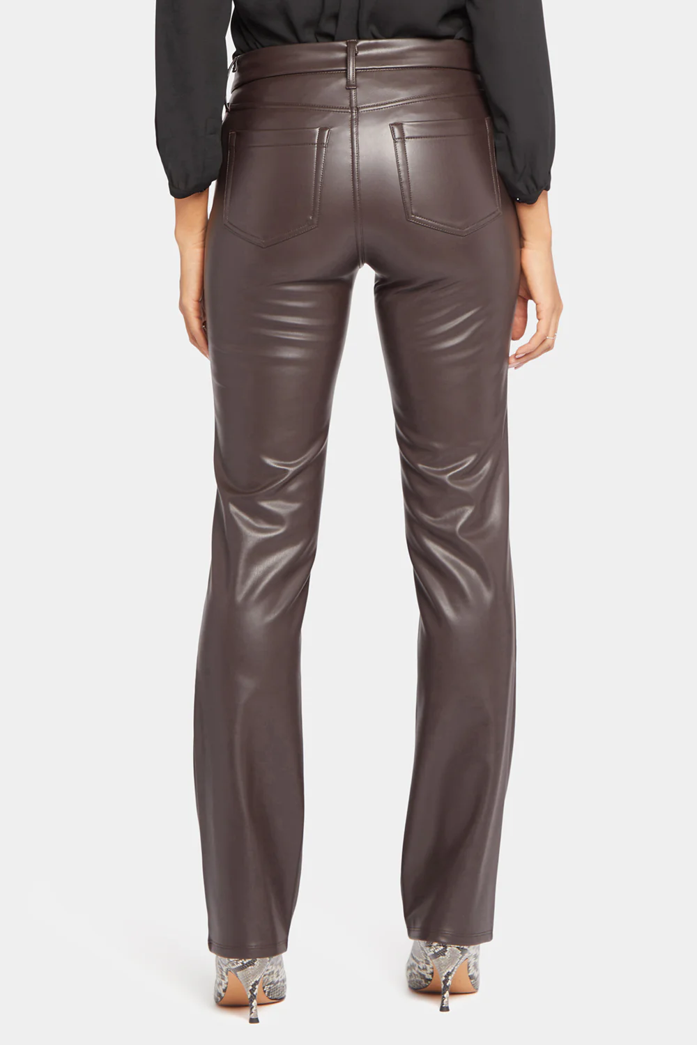 Faux Leather Marilyn Straight Pants - Cordovan - Image 2