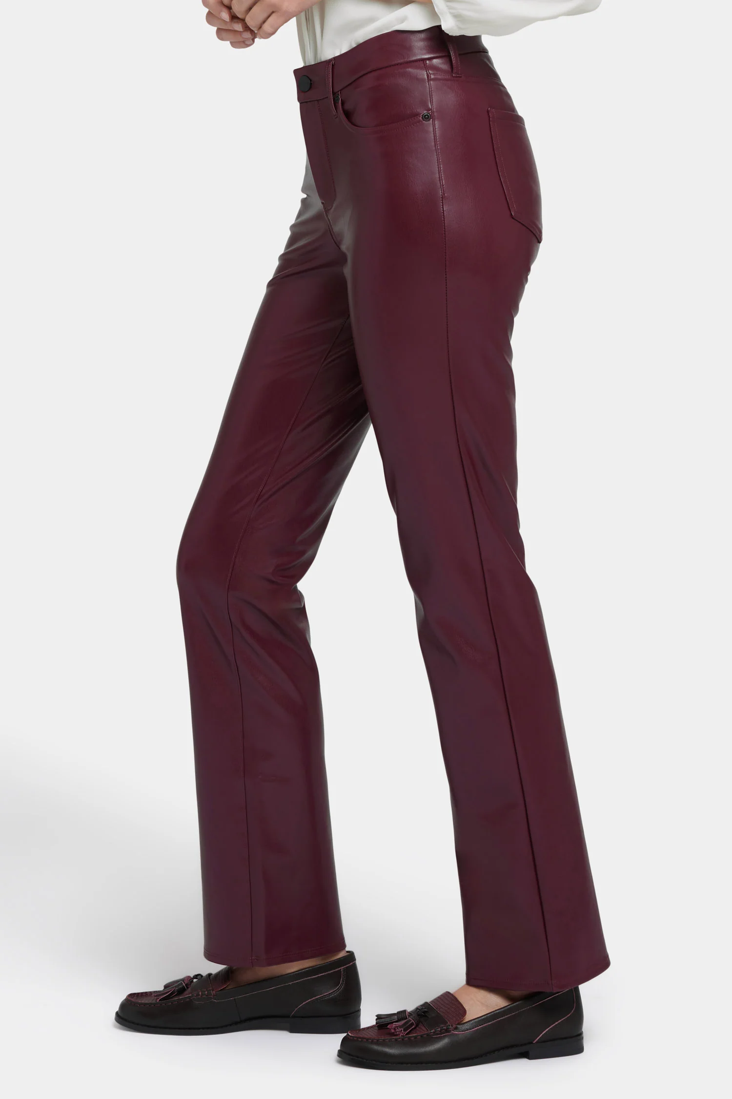 Faux Leather Marilyn Straight Pants In Petite - Tavern - Image 3
