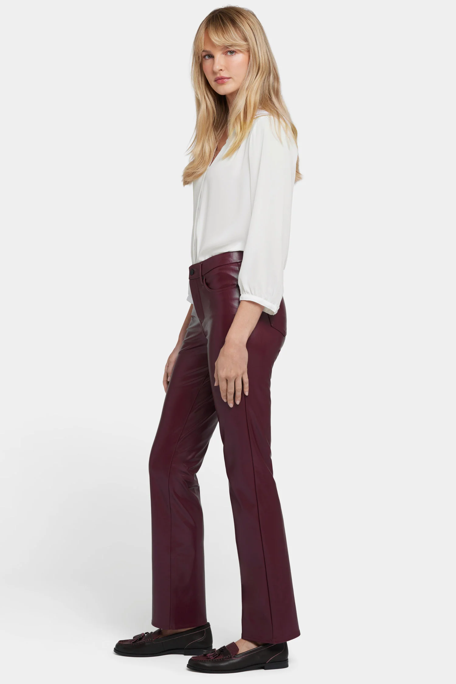 Faux Leather Marilyn Straight Pants In Petite - Tavern - Image 5
