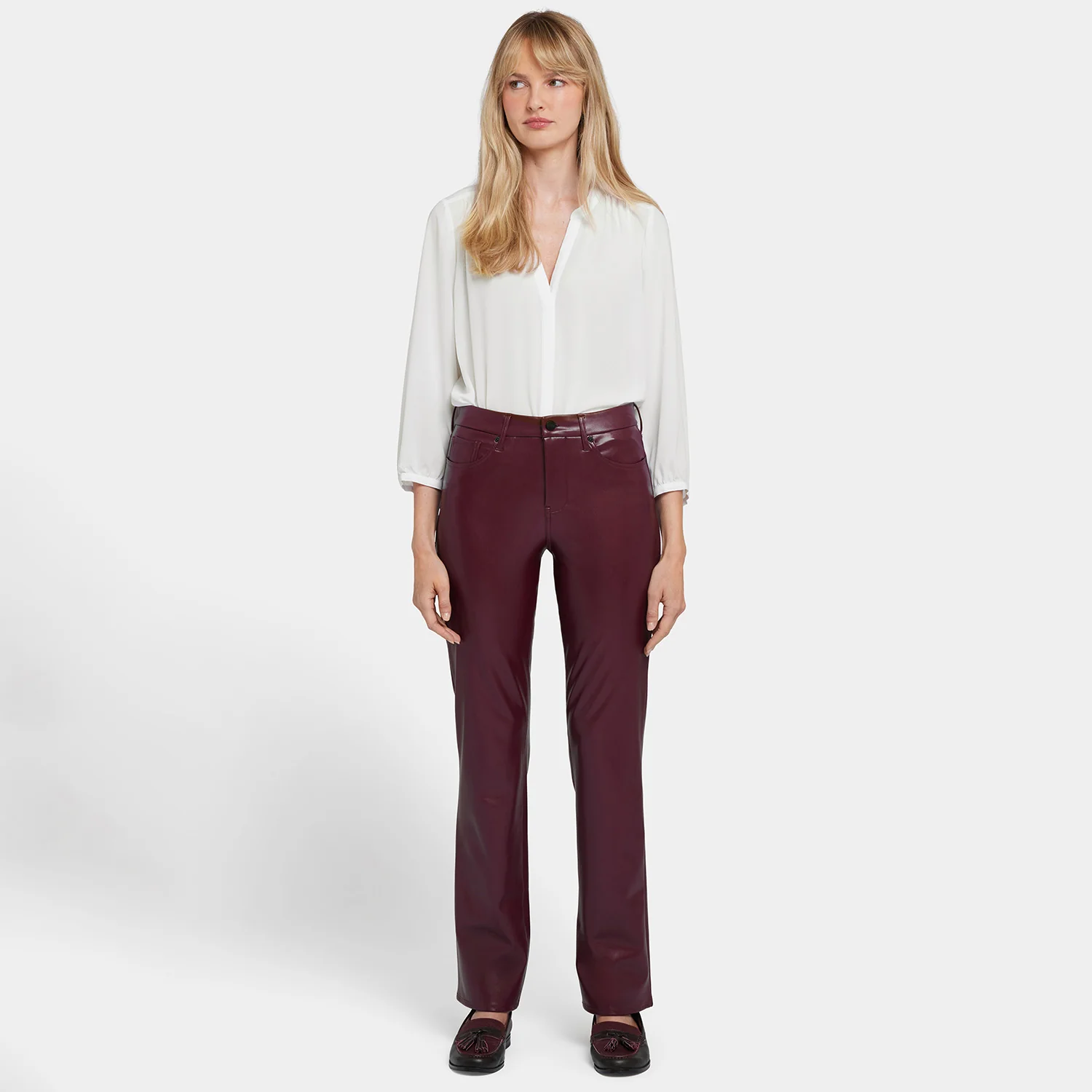 Faux Leather Marilyn Straight Pants In Petite - Tavern - Image 7