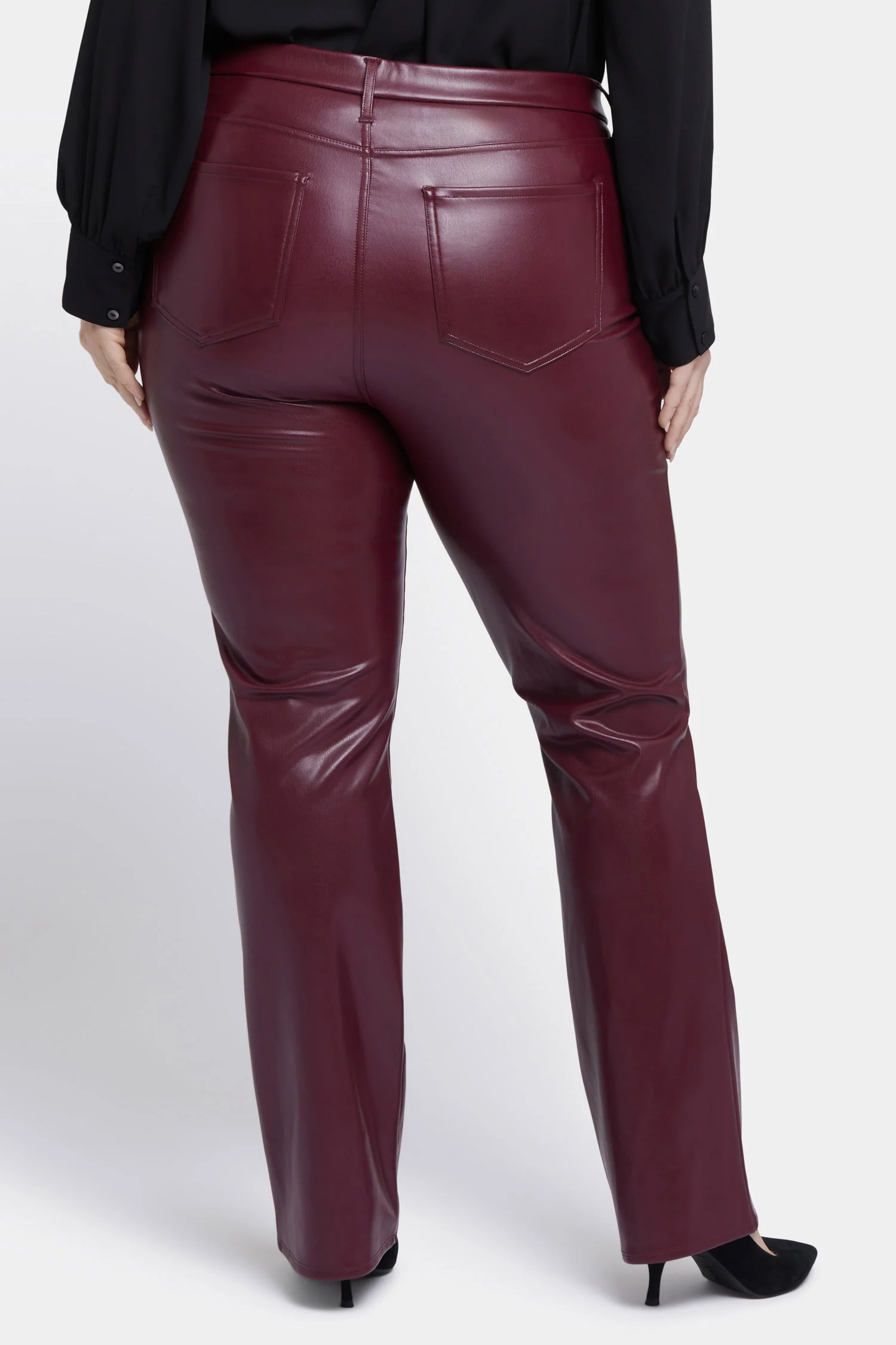 Faux Leather Marilyn Straight Pants In Plus Size - Tavern - Image 2
