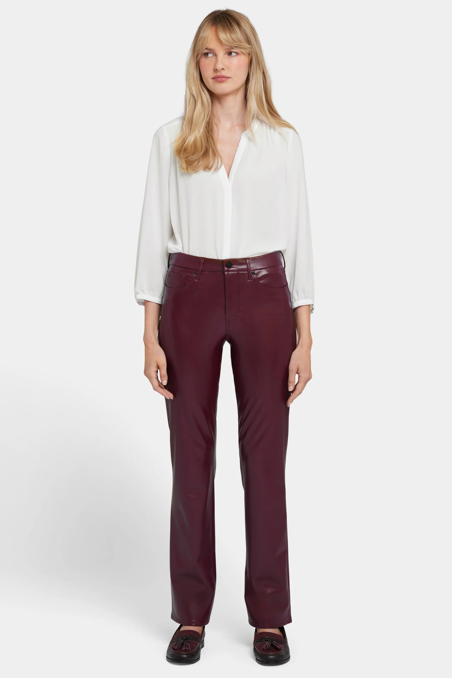 Faux Leather Marilyn Straight Pants - Tavern - Image 4