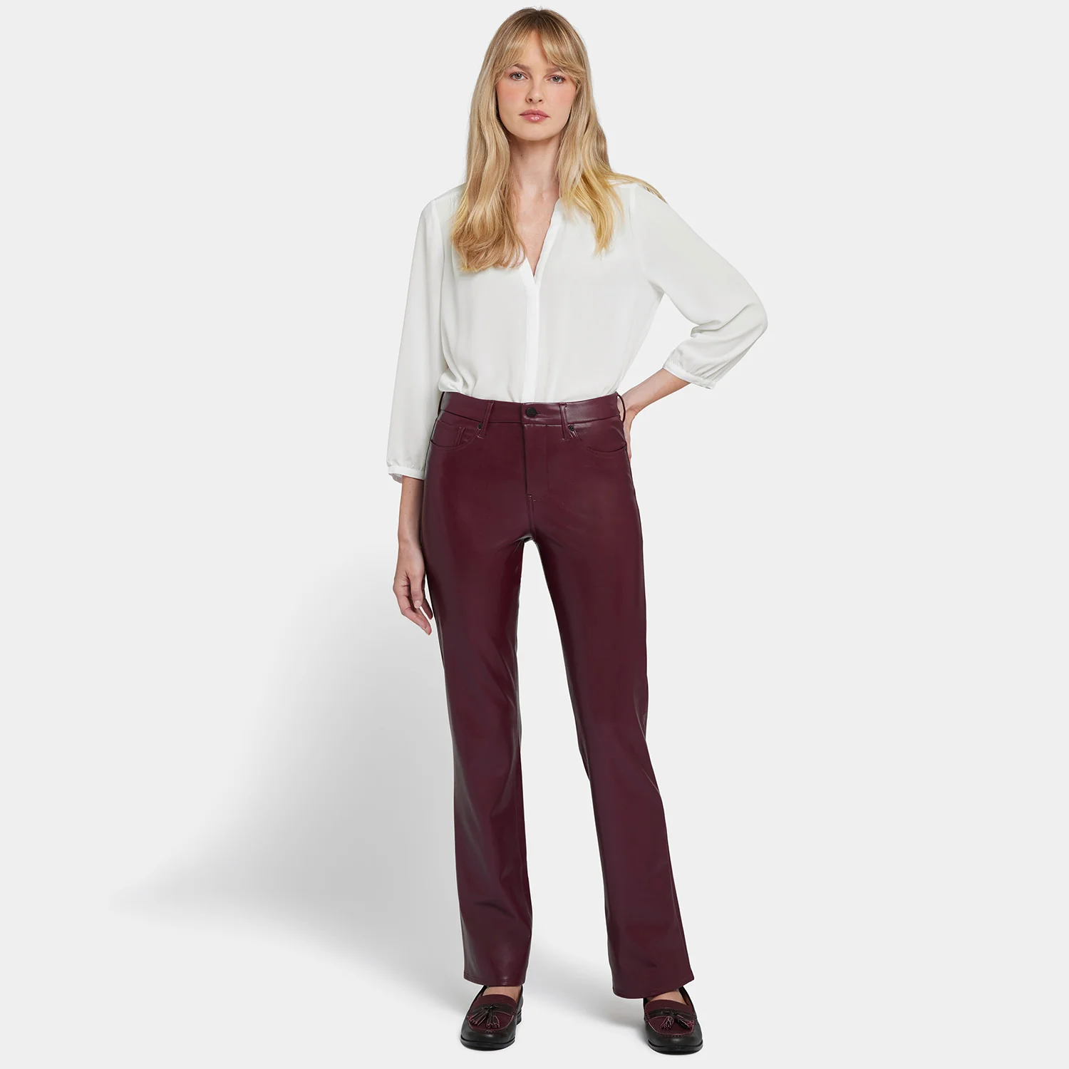 Faux Leather Marilyn Straight Pants - Tavern - Image 7