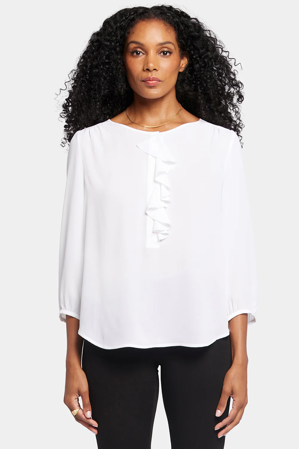 Flounce Front Blouse - Optic White - Image 4