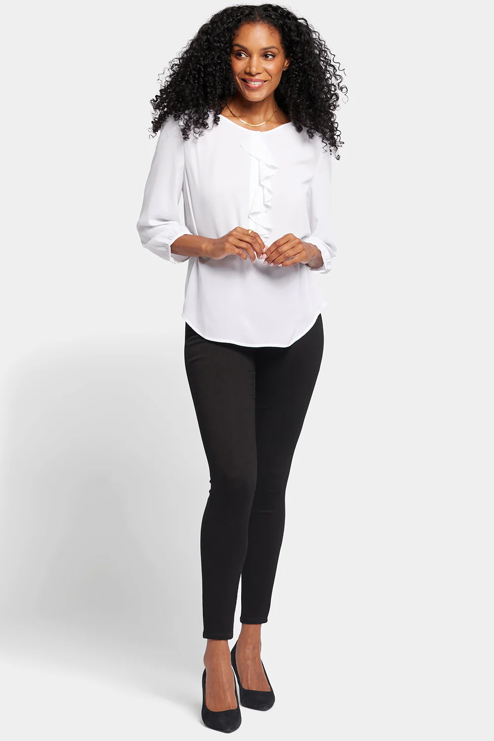 Flounce Front Blouse - Optic White - Image 5