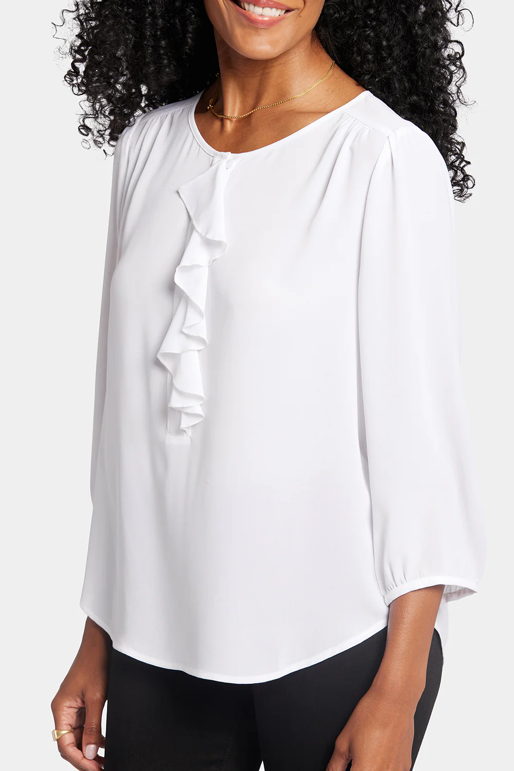 Flounce Front Blouse - Optic White - Image 6