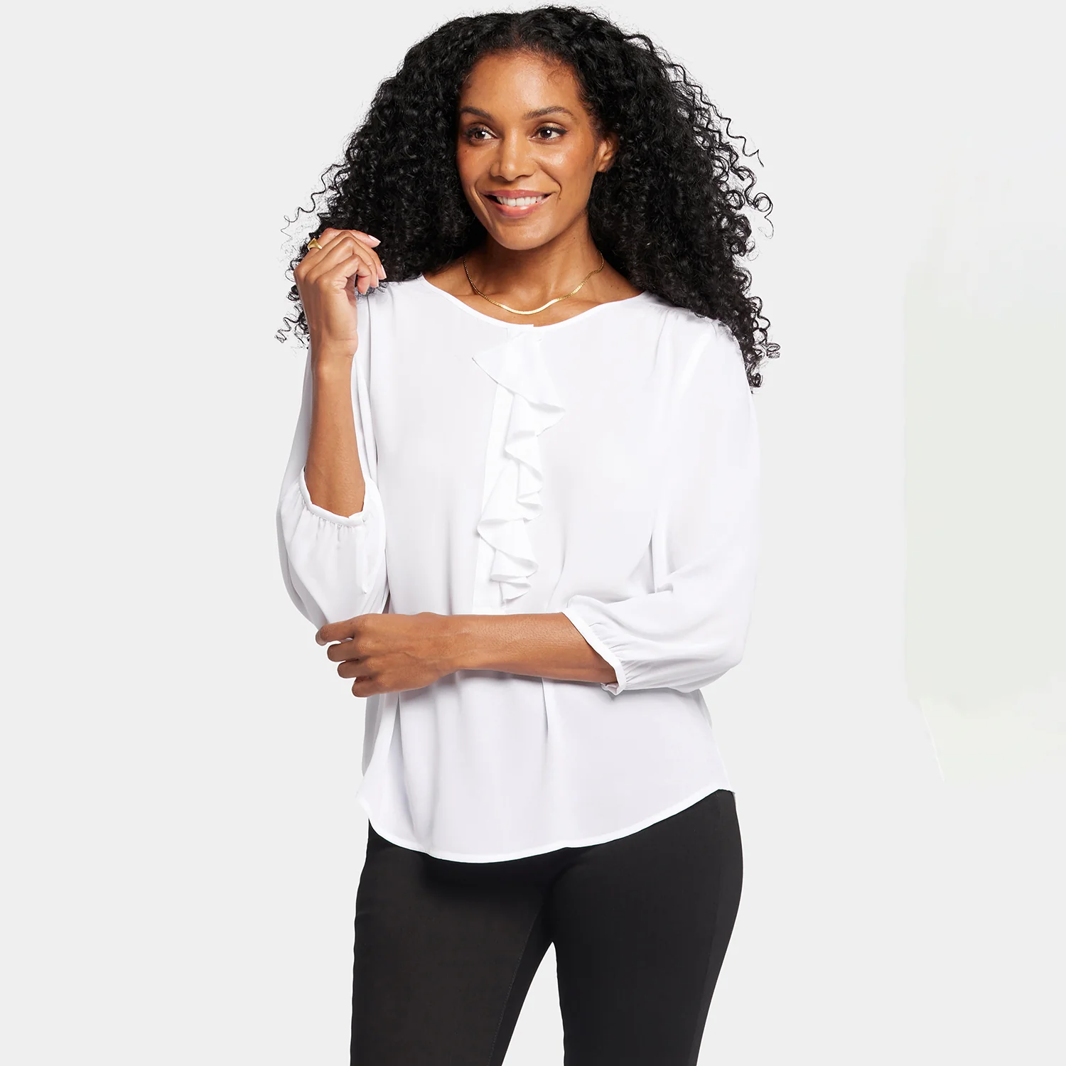 Flounce Front Blouse - Optic White - Image 7
