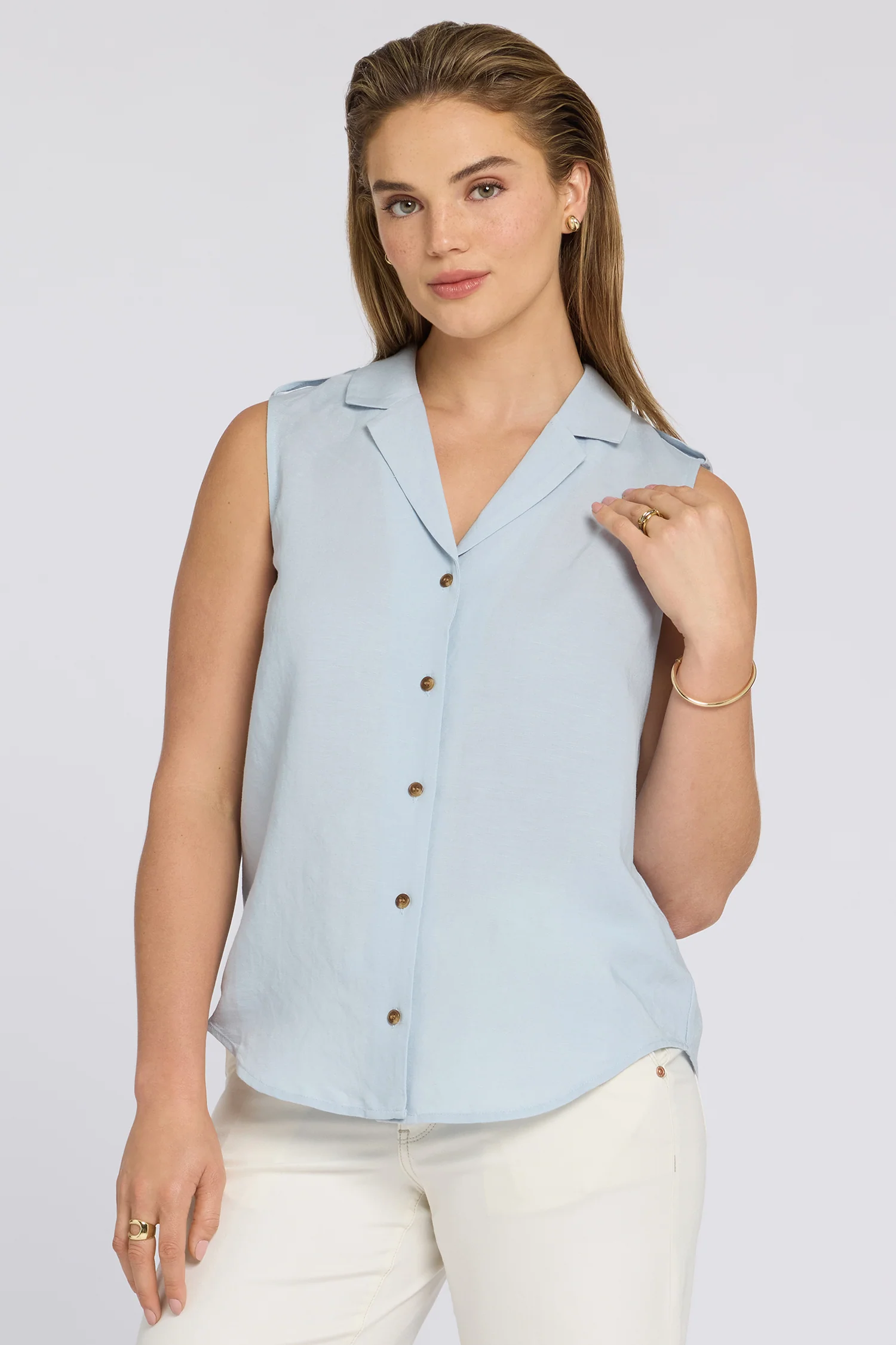 Gabrielle Sleeveless Blouse - Blue Clover - Image 2