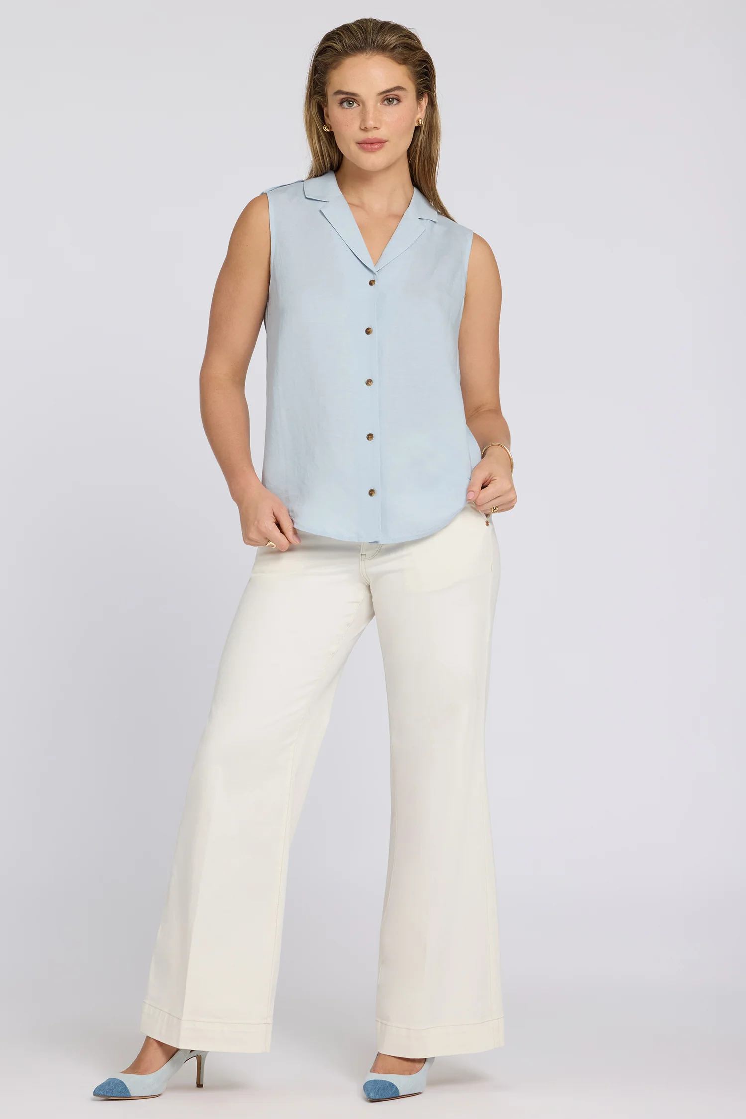 Gabrielle Sleeveless Blouse - Blue Clover - Image 4