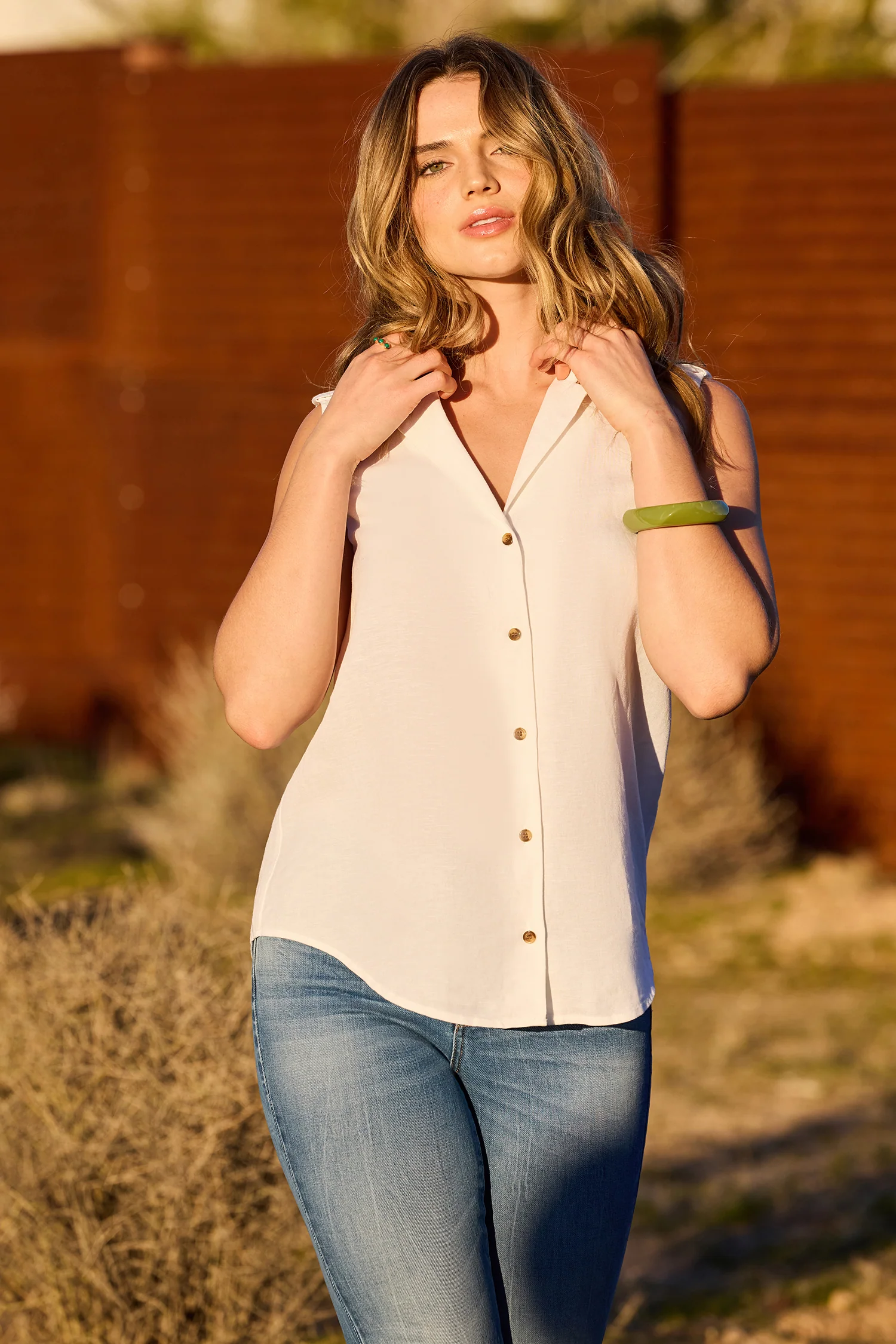 Gabrielle Sleeveless Blouse - Optic White - Image 2