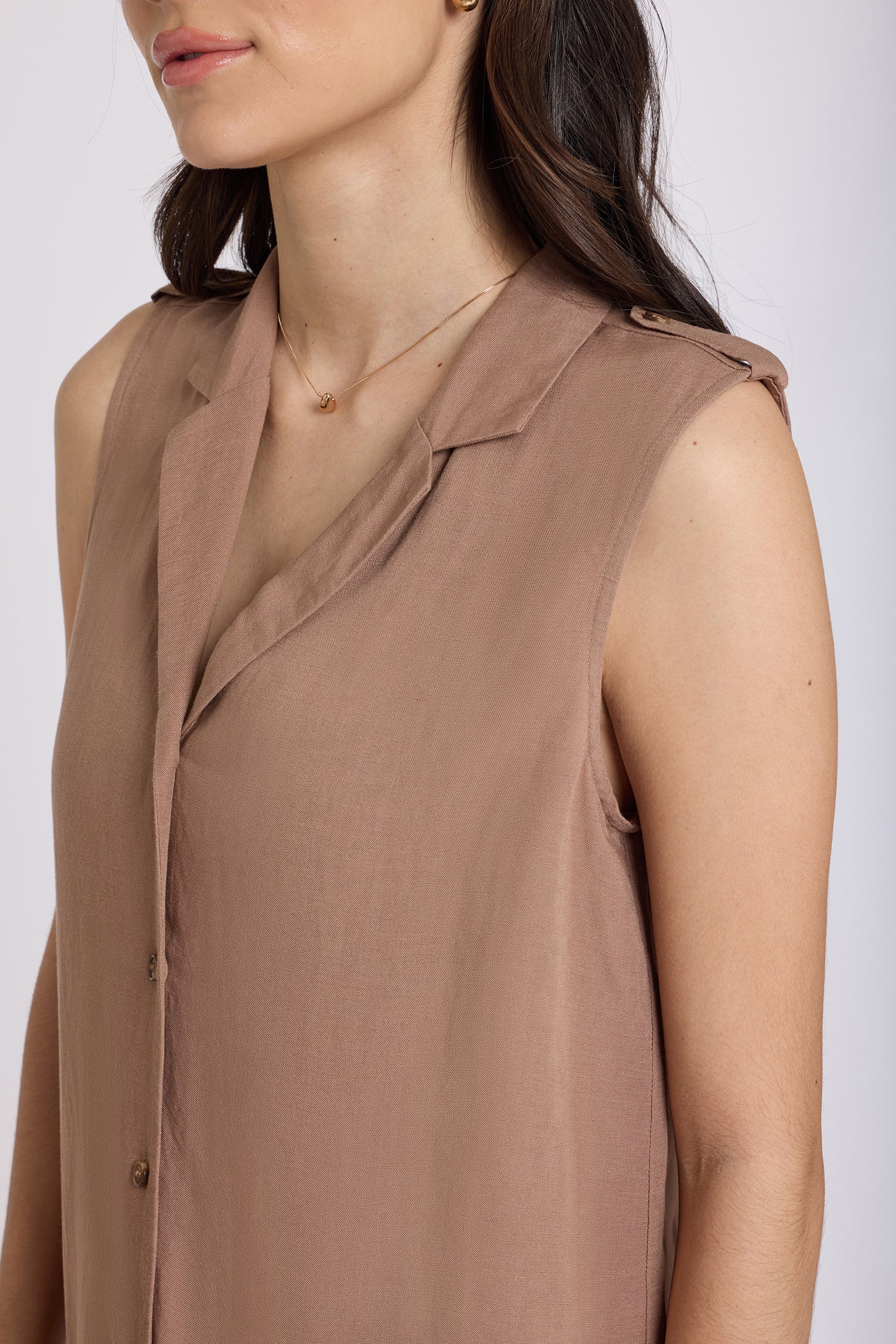 Gabrielle Sleeveless Blouse - Toasted Coconut - Image 5