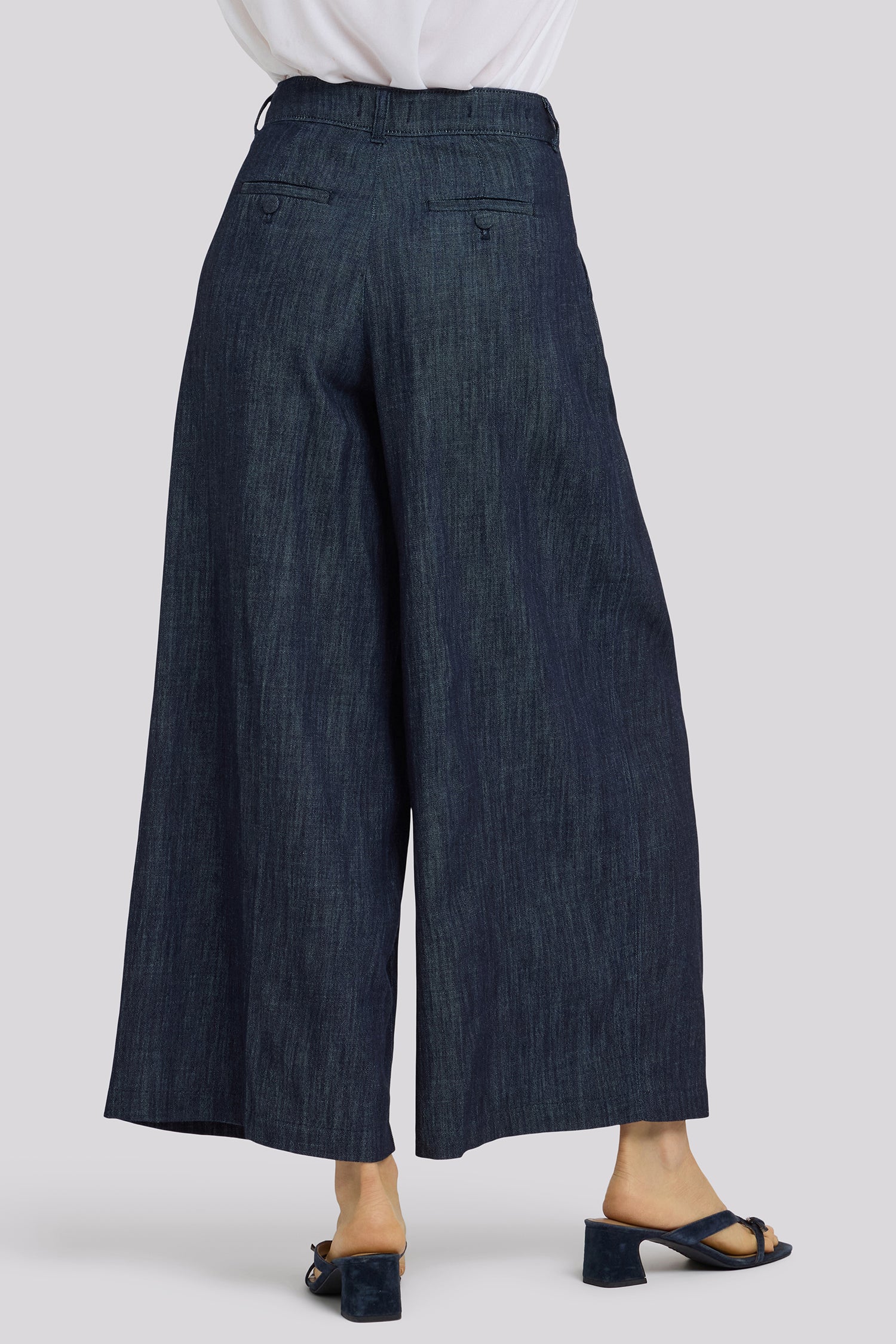Giselle Wide Leg Ankle Trouser Pants - Dark Indigo - Image 6