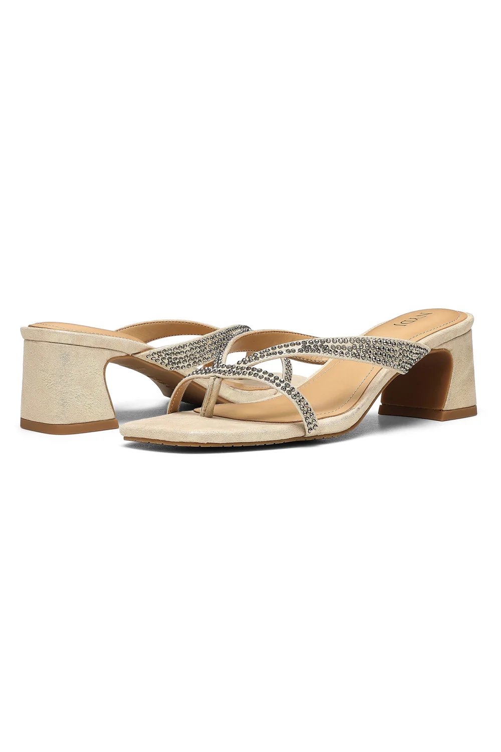 Glynn Block Heel Sandals - Light Gold - Image 8