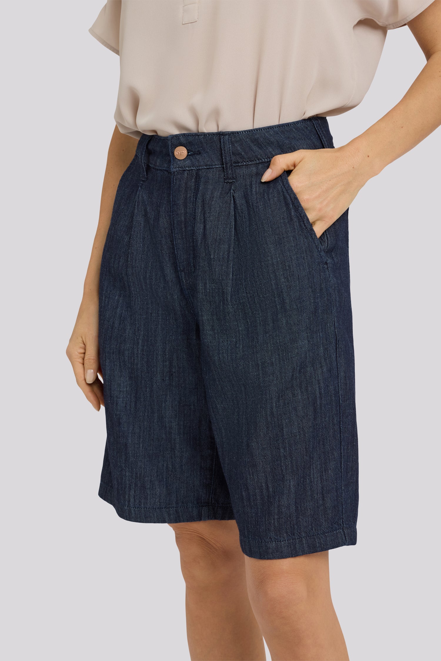 Gwen Relaxed Bermuda Denim Shorts - Dark Indigo - Image 5