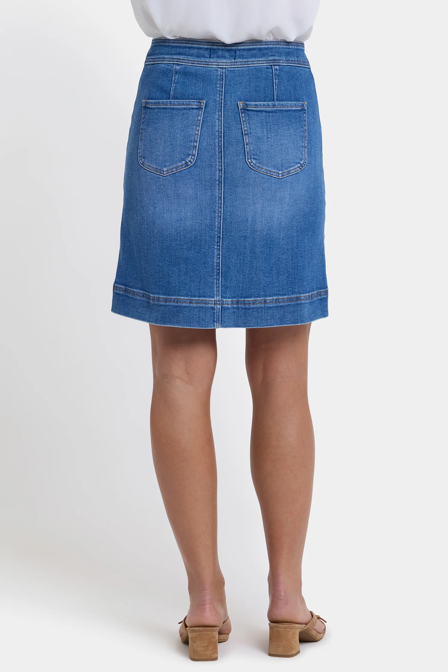 High Rise A-Line Utility Denim Skirt - Blue Paradise - Image 3