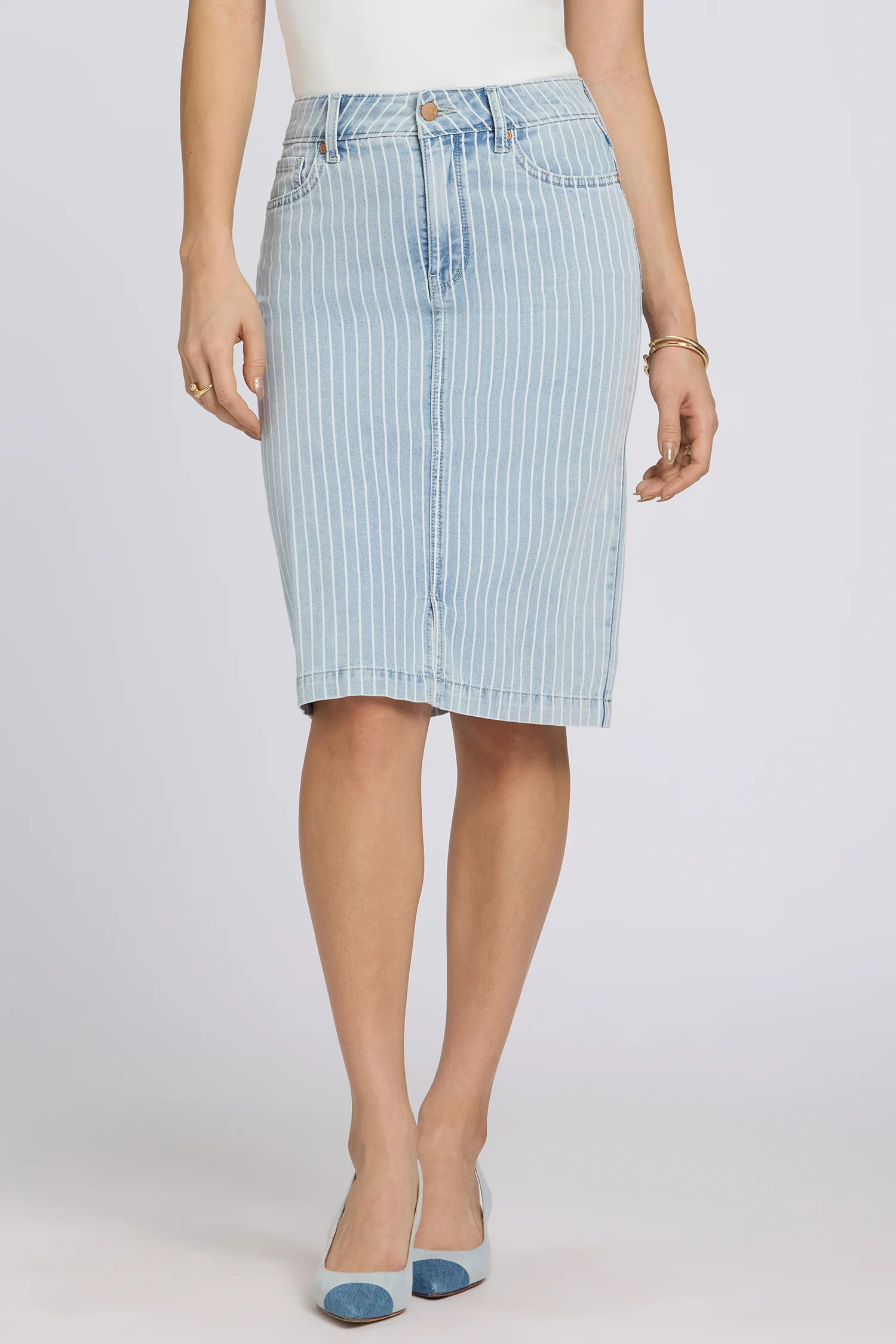 High Rise Denim Skirt - Azure Stripe - Image 4
