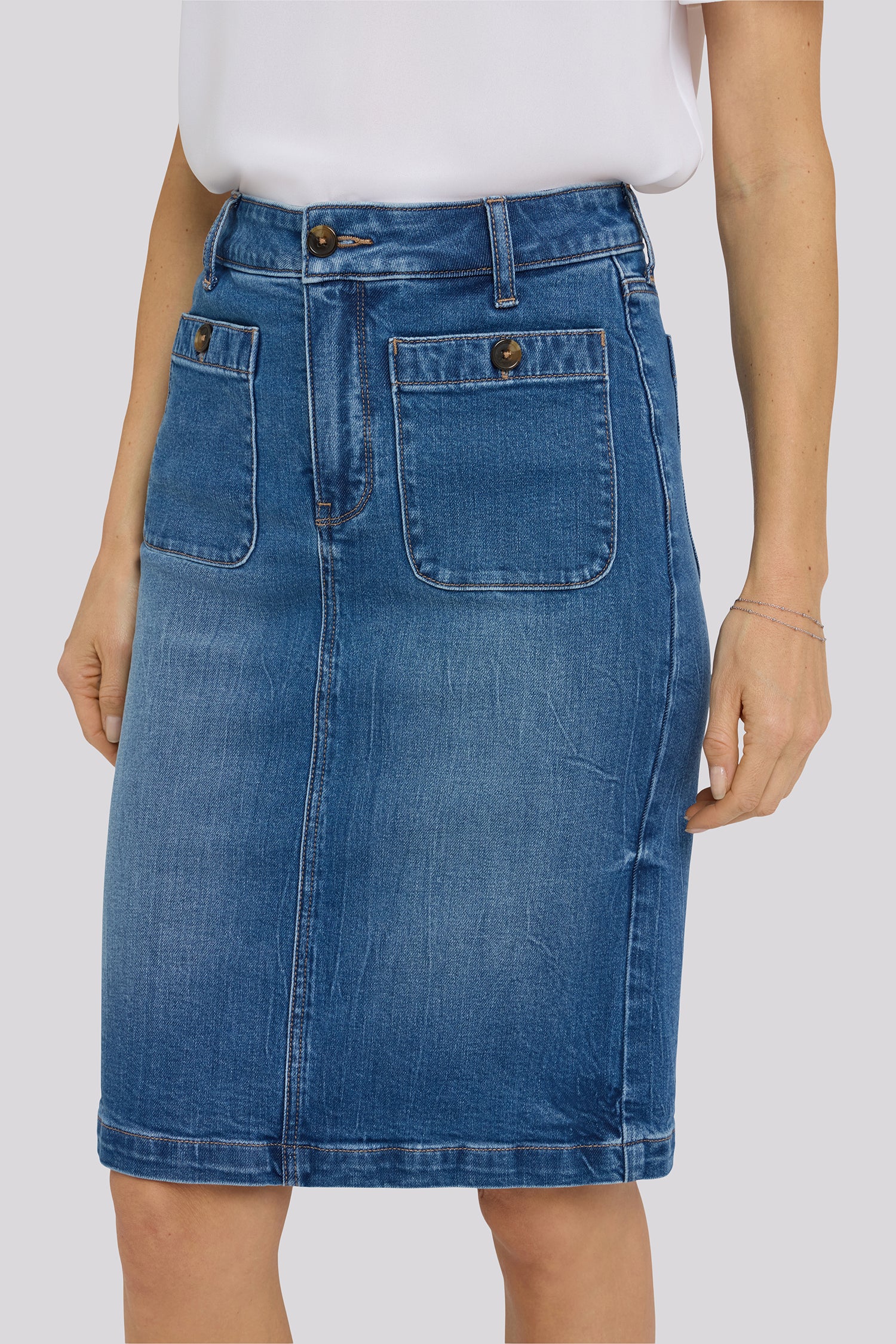 High Rise Denim Skirt - Wild River - Image 5