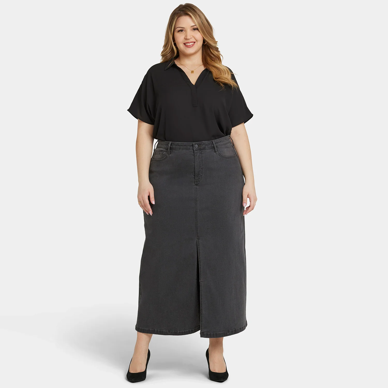 High Rise Long Skirt In Plus Size - Cloud Stone - Image 7