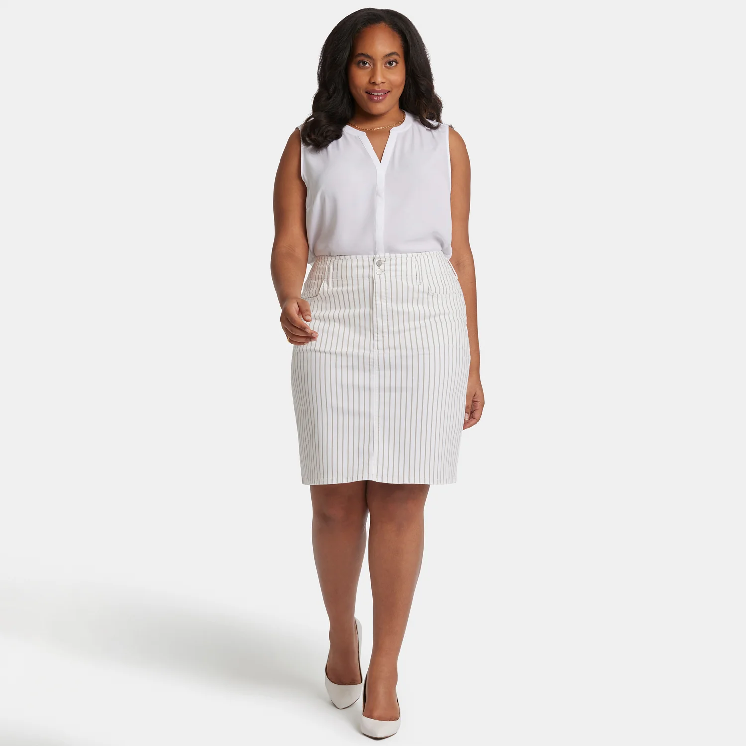 High Waist Skirt In Petite Plus Size - Beach Cruise Stripe - Image 7