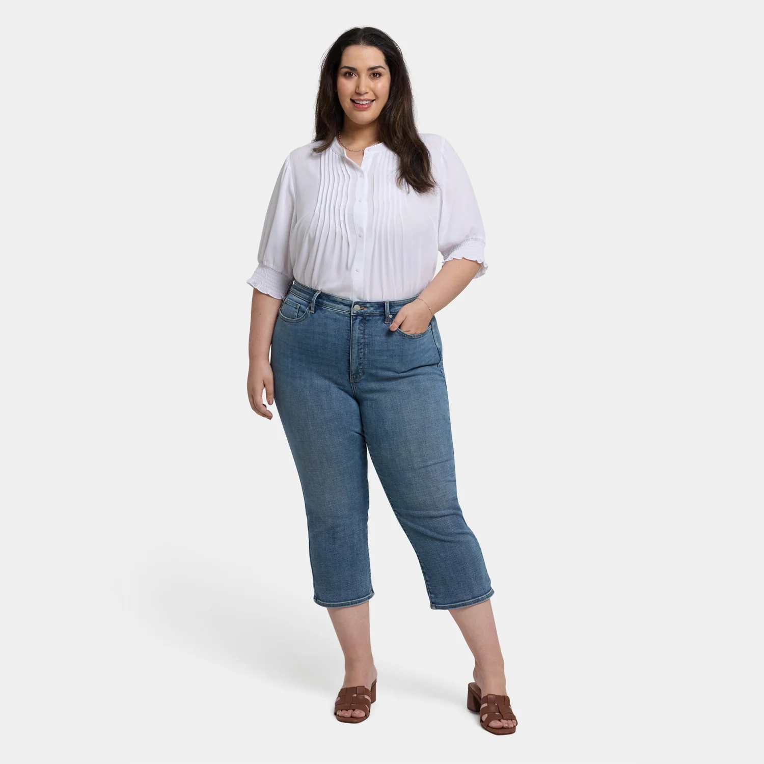 Joni Relaxed Capri Jeans In Plus Size - Majorca Bay - Image 6